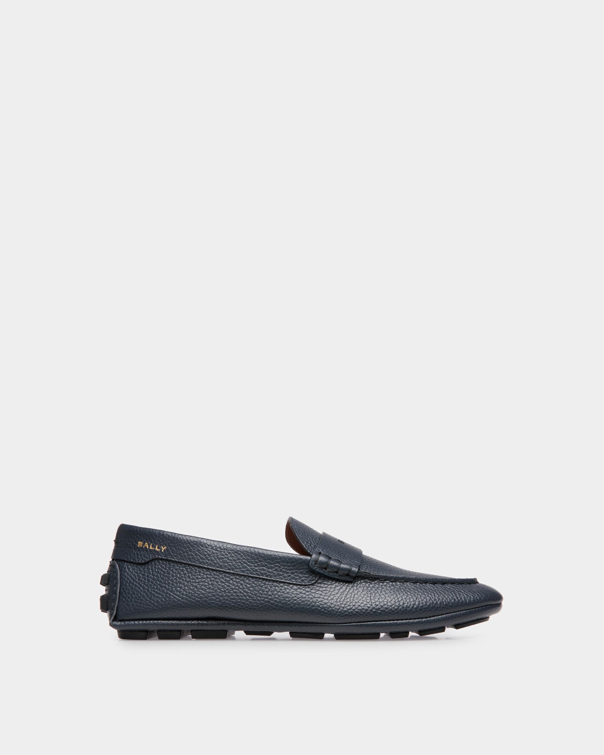 Kerbs Driver-Schuh Aus Genarbtem Leder In Blau - Herren - Bally - 01