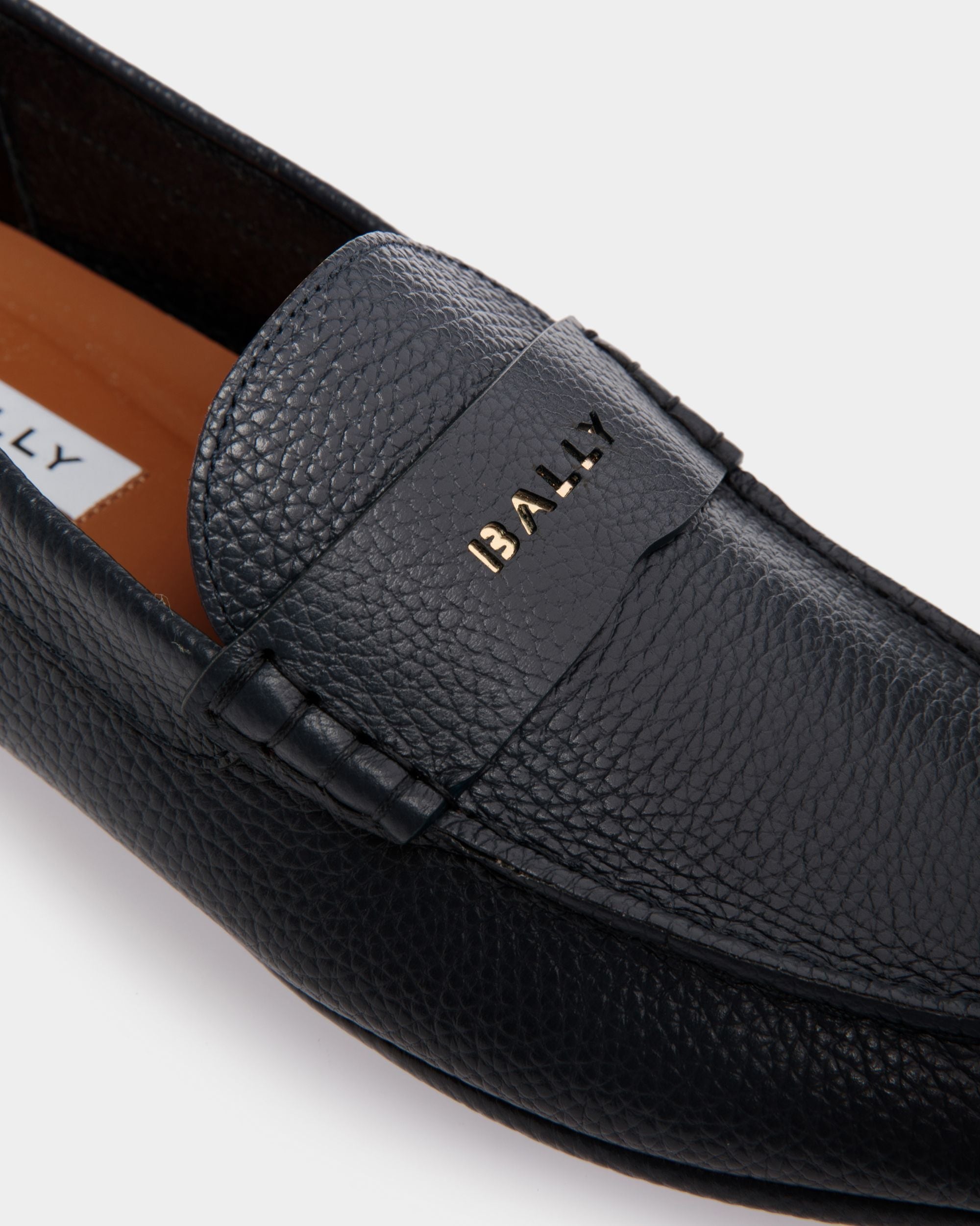 Kerbs Driver-Schuh Aus Genarbtem Leder In Blau - Herren - Bally - 04