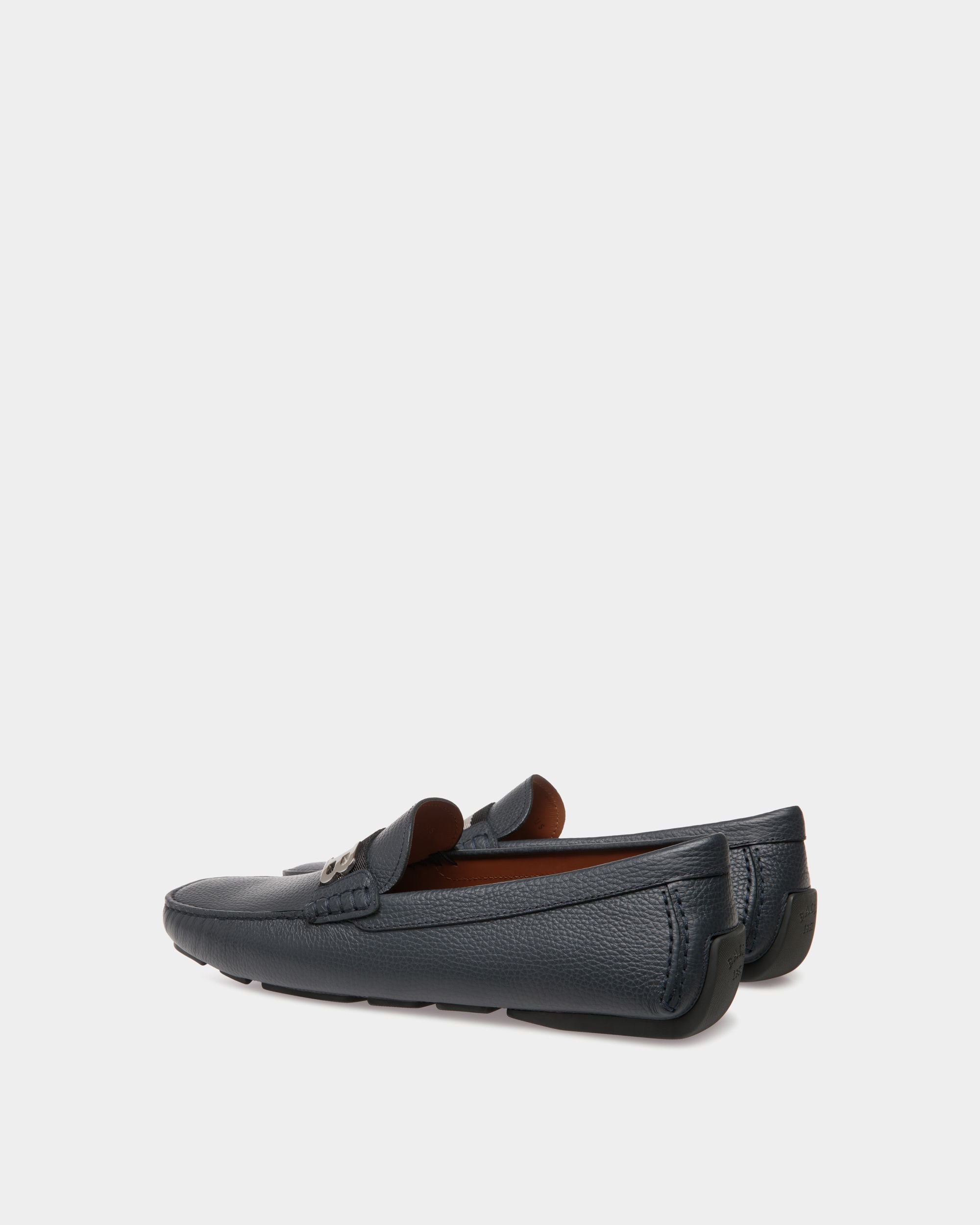 Chaussure Driver En Cuir Grainé Bleu - Homme - Bally - 03