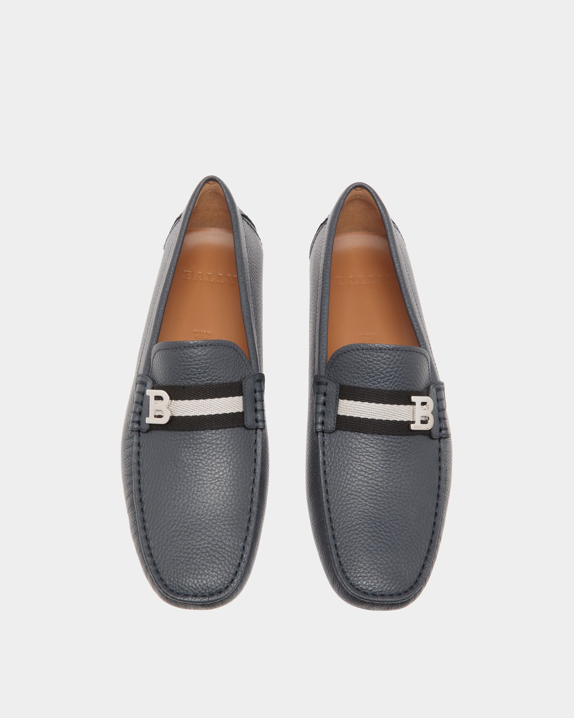 Chaussure Driver En Cuir Grainé Bleu - Homme - Bally - 04
