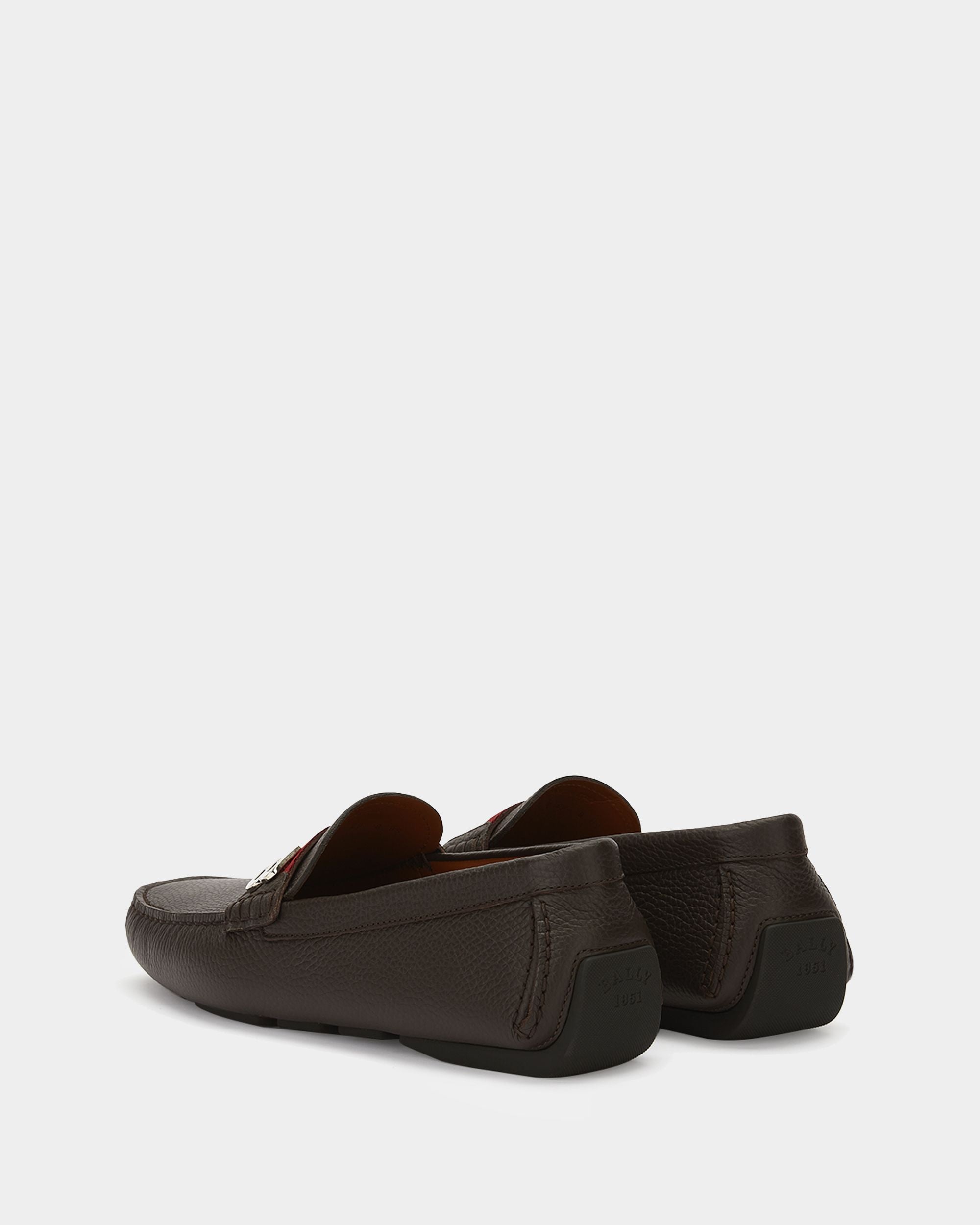 Driver in Brown Grained Leather - Men's - Bally - 03