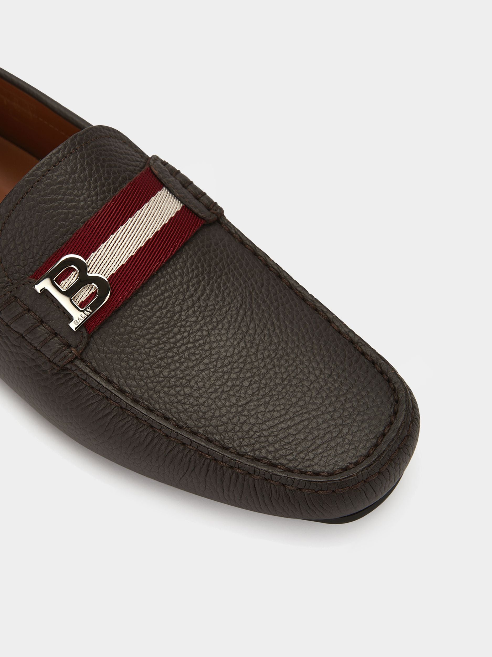 Driver in Brown Grained Leather - Men's - Bally - 05