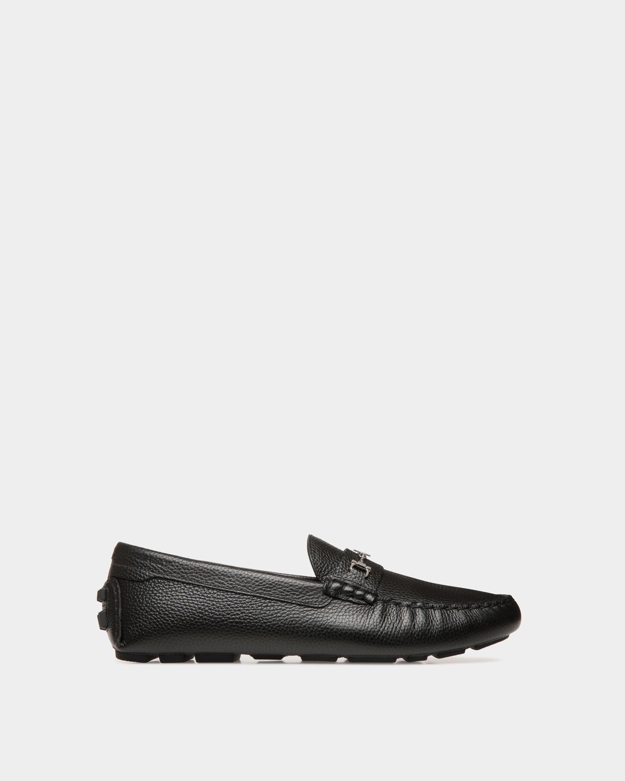Kerbs Driver-Schuh Aus Genarbtem Leder In Schwarz - Homme - Bally - 01