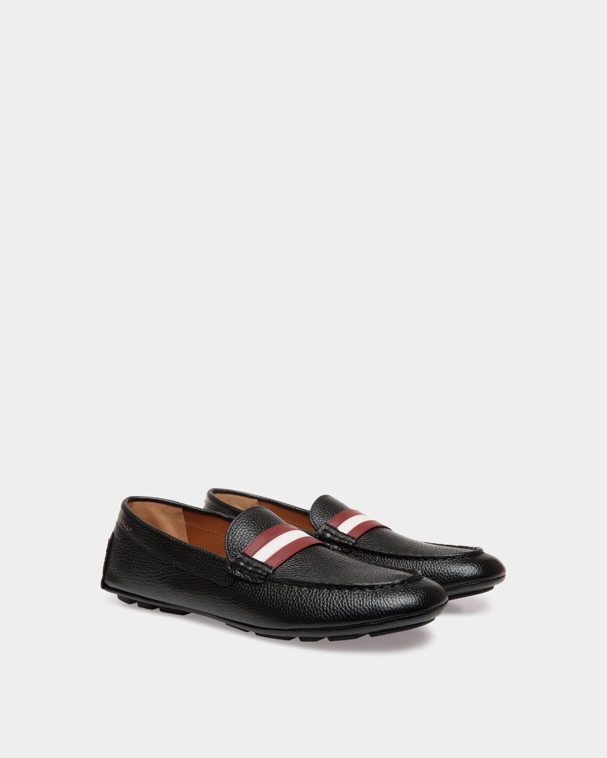 Kerbs Driver-Schuh Aus Genarbtem Leder In Schwarz - Homme - Bally - 02