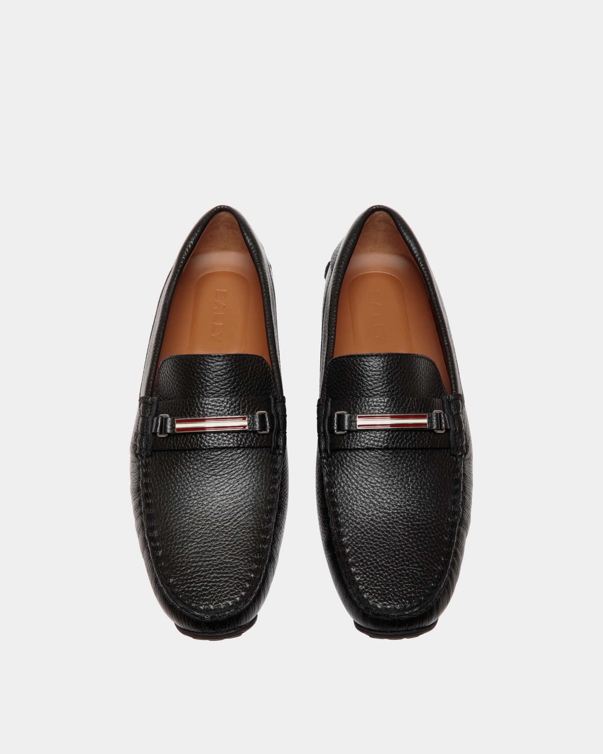 Pilot Driver in Black Grained Leather - Men's - Bally - 04