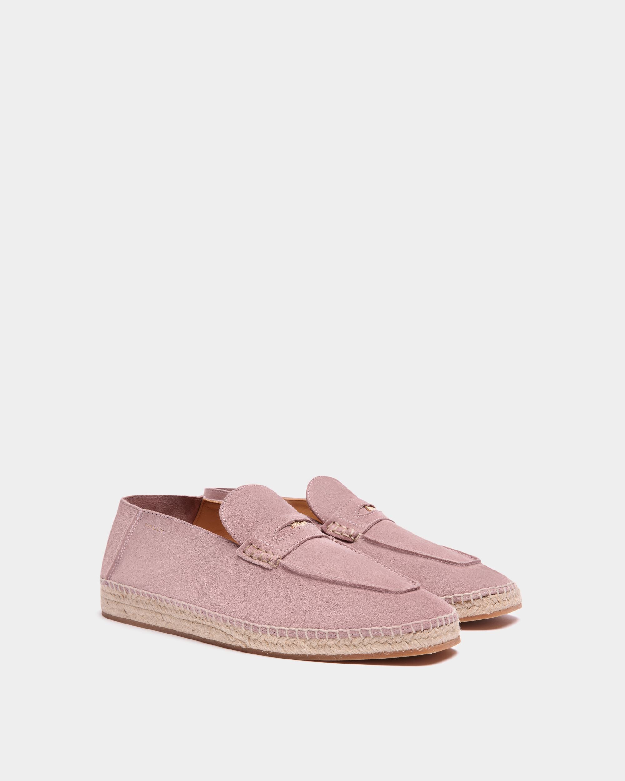 Karakas | Espadrilles für Herren aus Veloursleder in Mauve | Bally | Still Life 3/4 Vorderseite