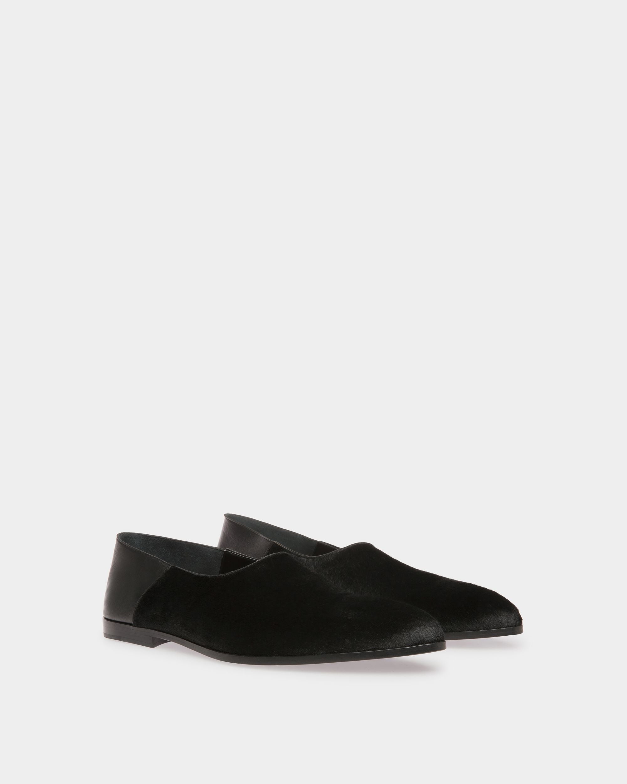 Vegas Flacher Loafer Aus schwarzem Kalbsleder mit Fell - Herren - Bally - 03