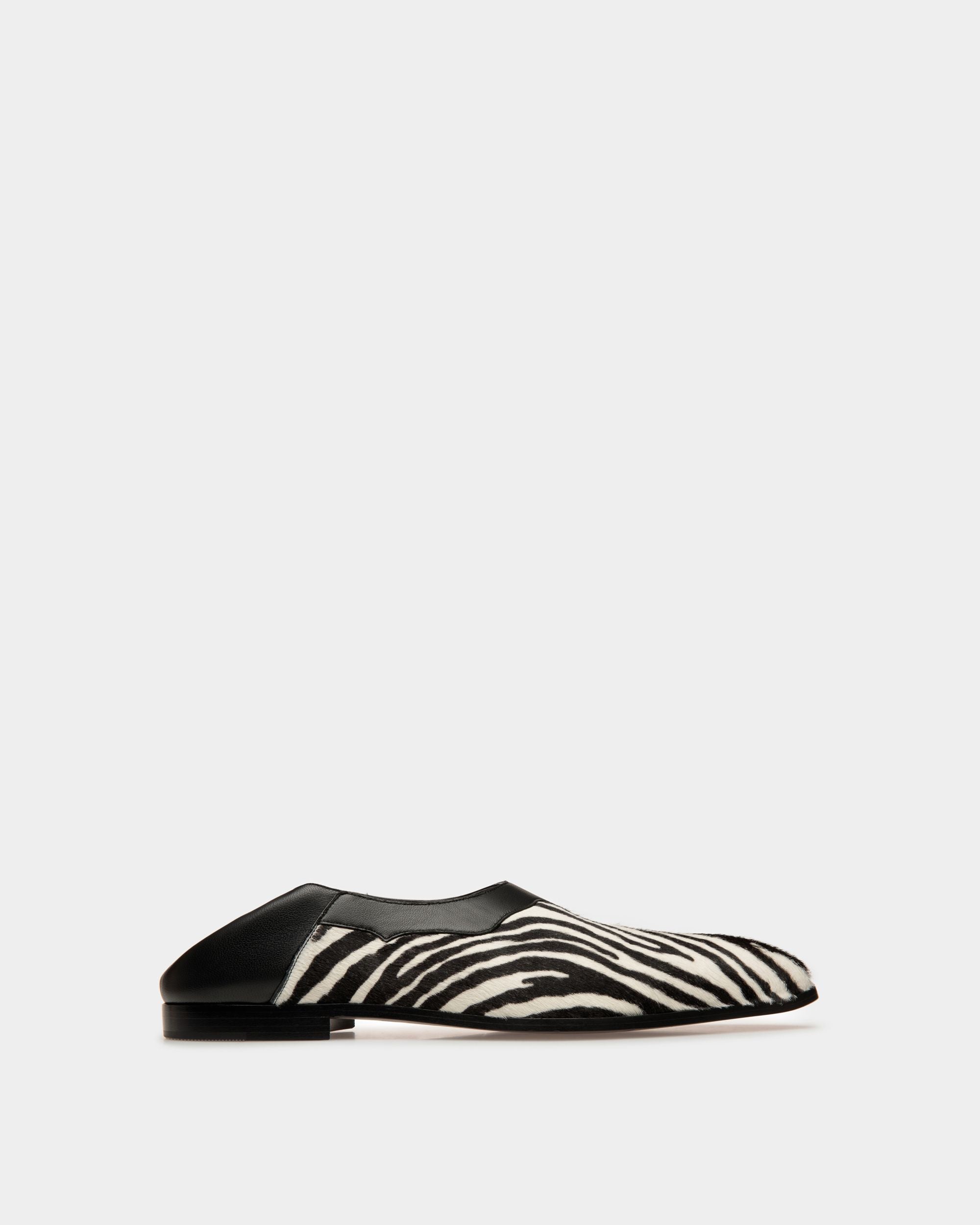 Vegas Flacher Loafer Aus Leder Und Kalbsleder Mit Fell In Schwarz Und Weiß - Herren - Bally - 01