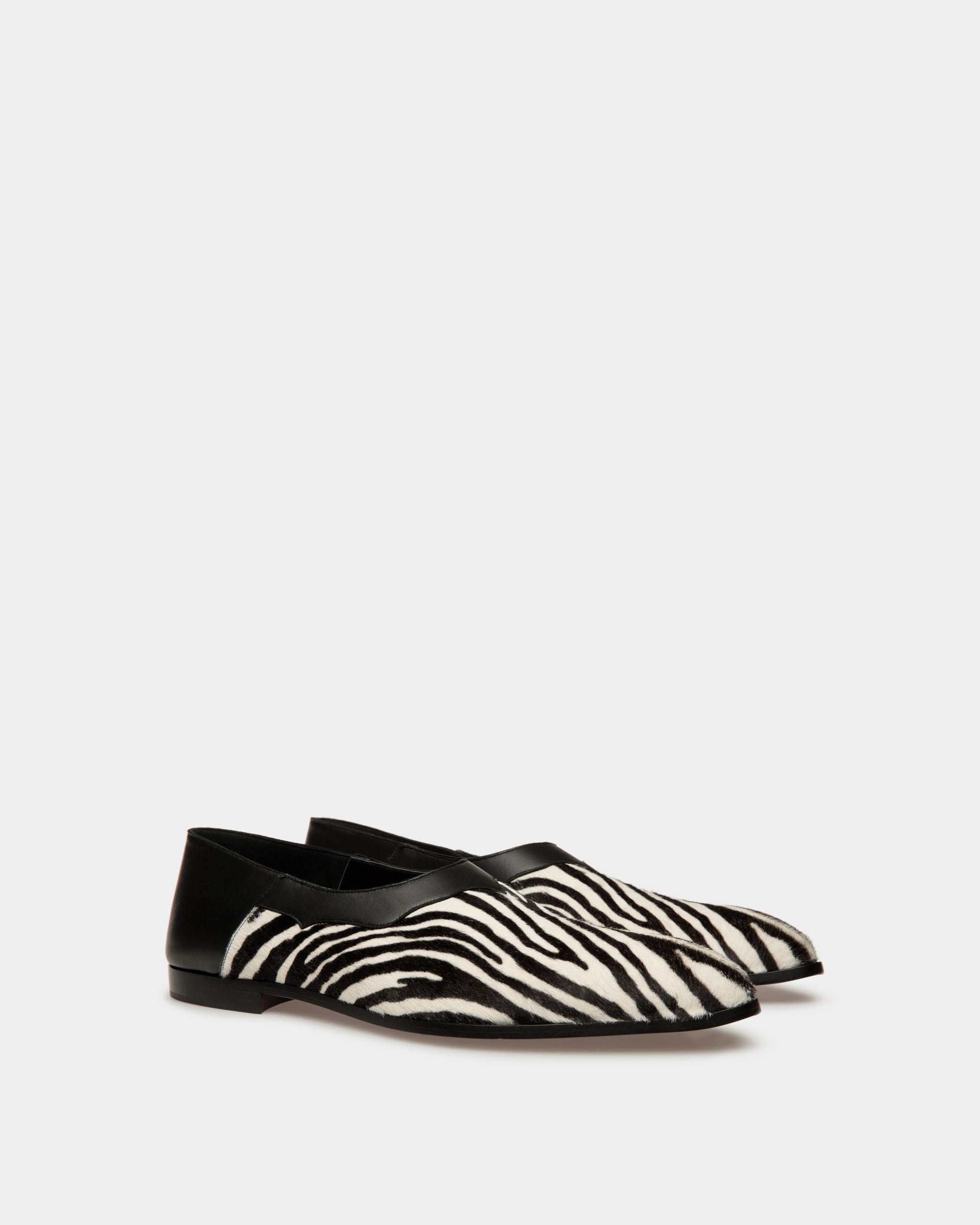 Vegas Flacher Loafer Aus Leder Und Kalbsleder Mit Fell In Schwarz Und Weiß - Herren - Bally - 02