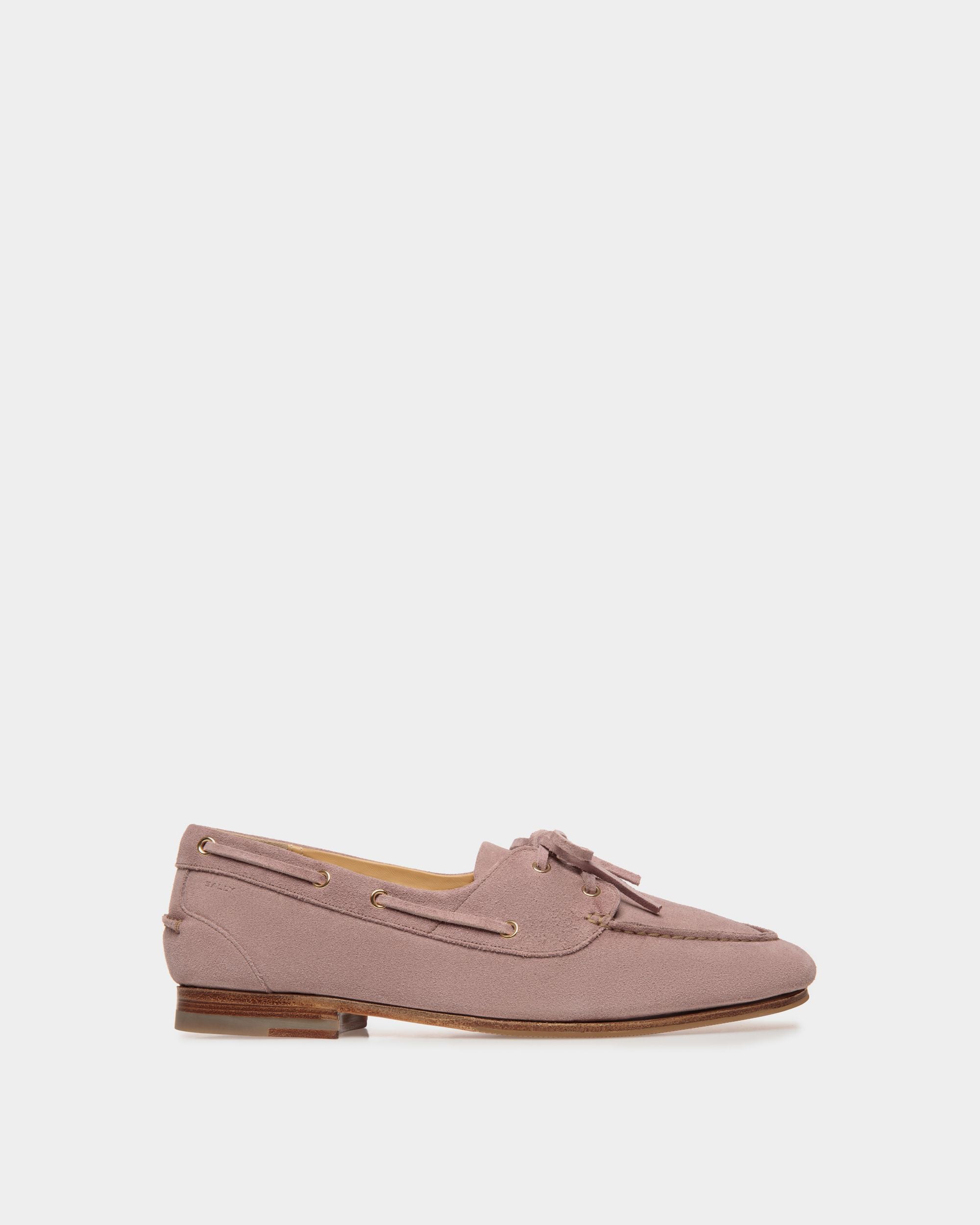 Mocassino Plume In Pelle Scamosciata Color Malva Chiaro - Men's - Bally - 01