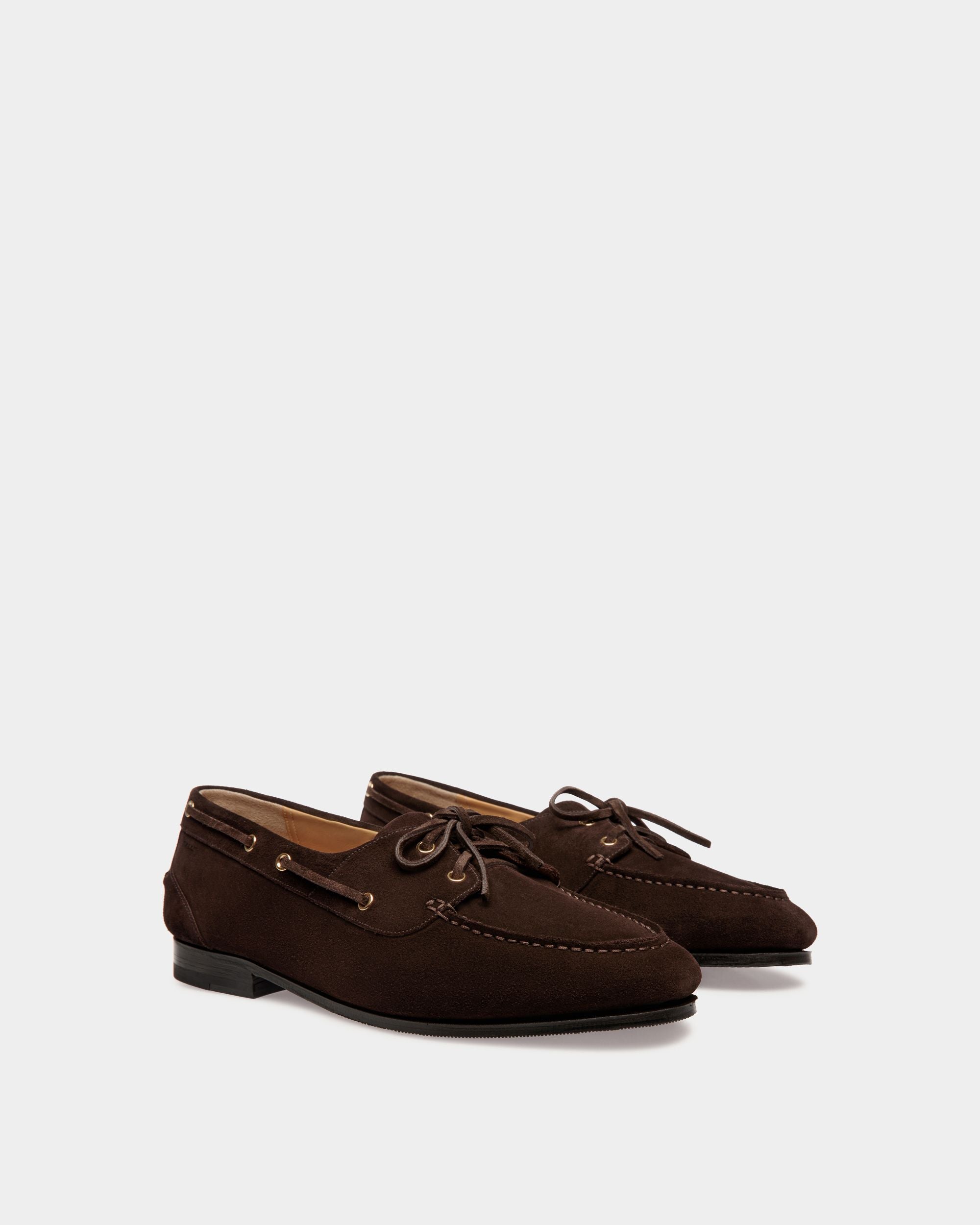Mocassin Plume En Daim Marron Foncé - Homme - Bally - 02