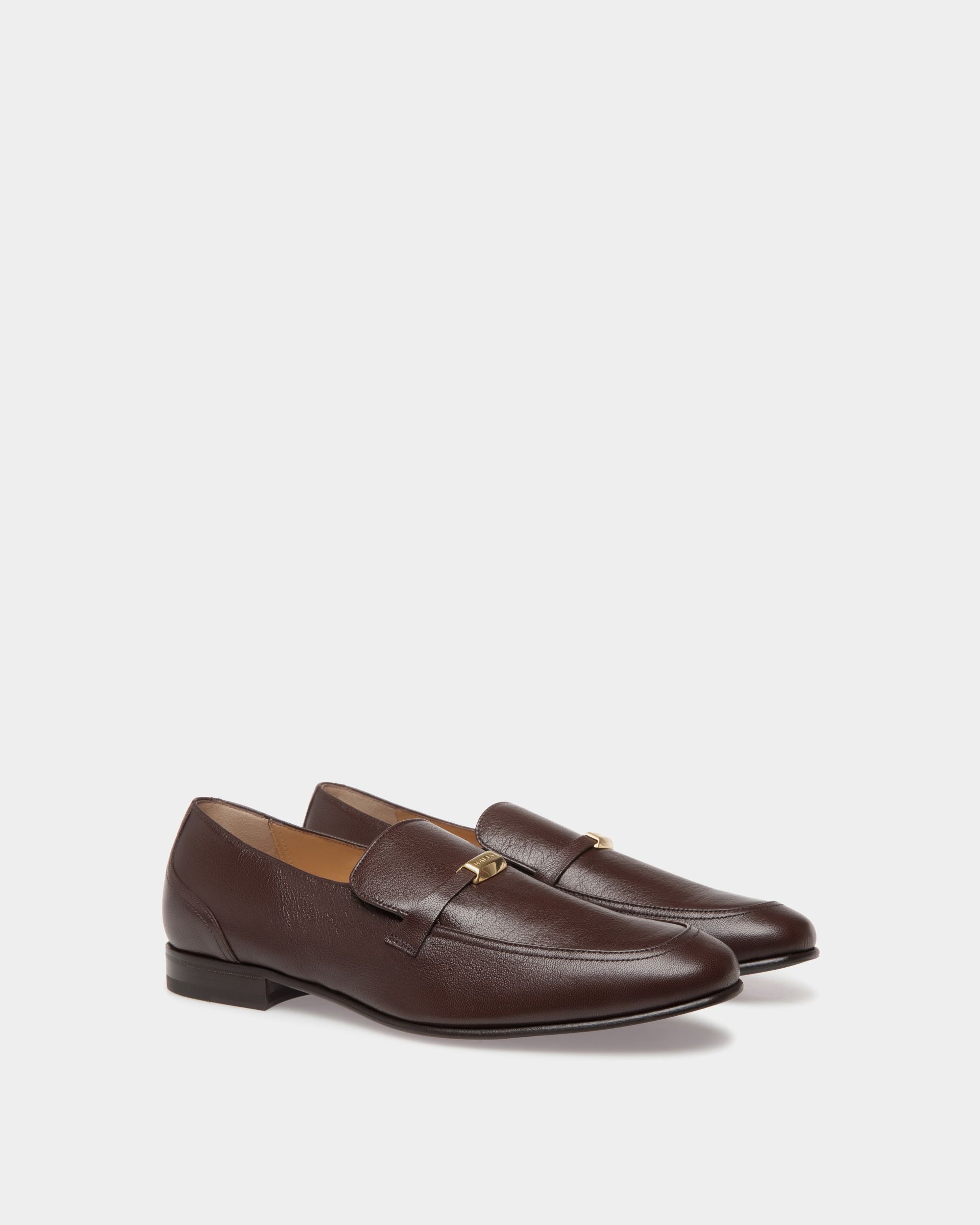Mocassino Suisse In Pelle Granata Marrone - Uomo - Bally - 02