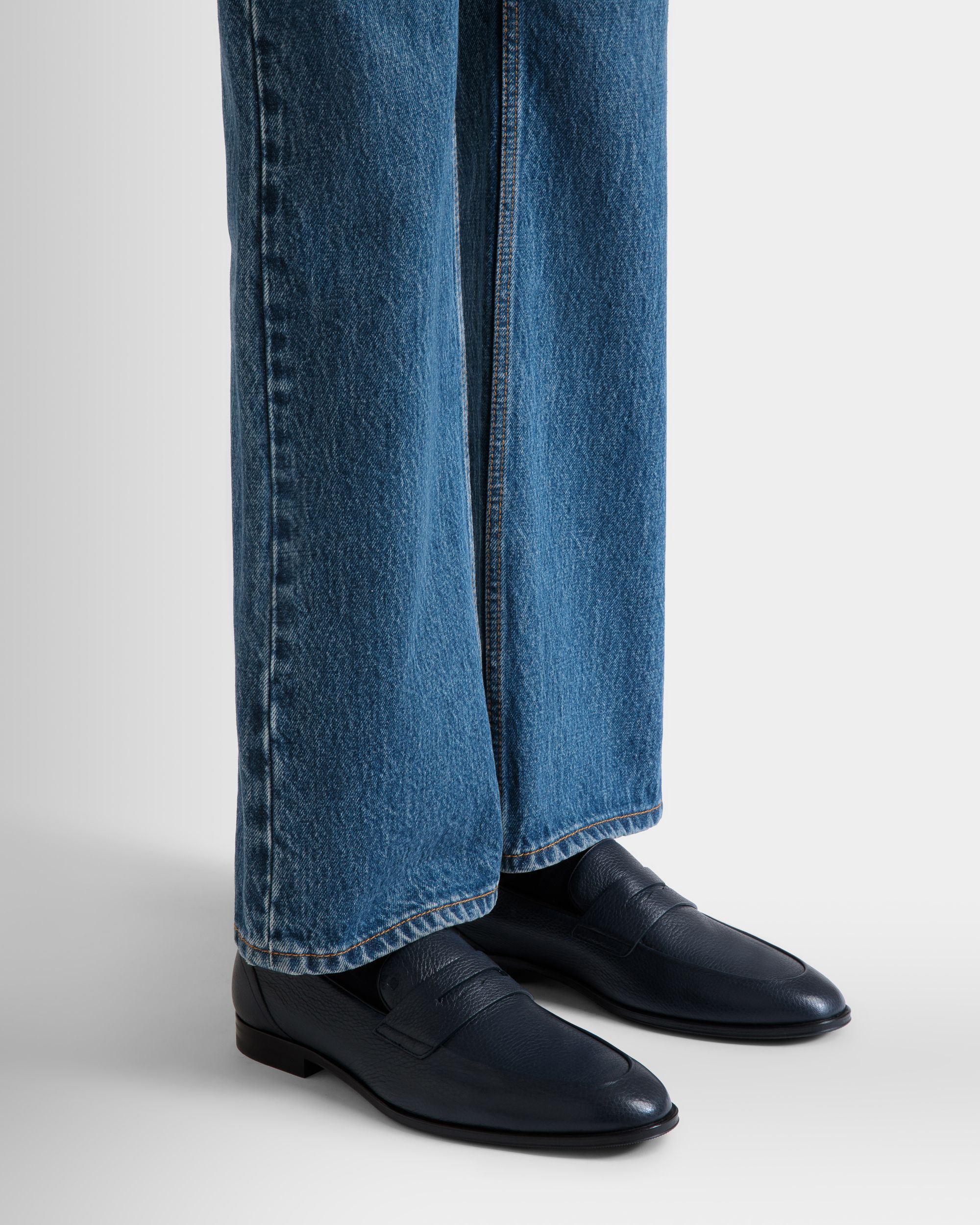 Mocassino Westminster In Pelle Di Daino Navy Blue - Uomo - Bally - 02