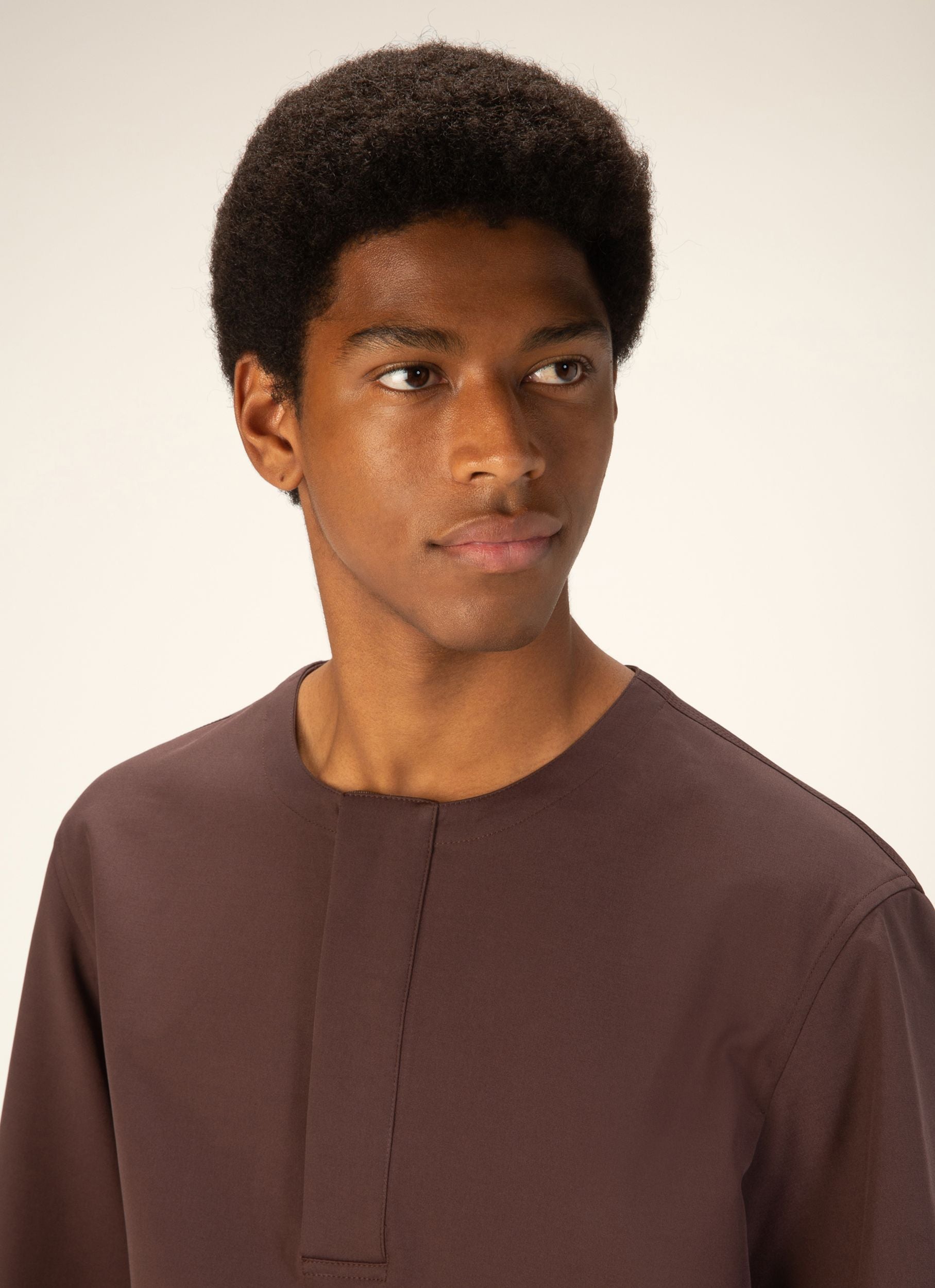 Poloshirt Ohne Kragen Oberteil Aus Ebenholzbraunem Baumwollmischgewebe - Herren - Bally - 02