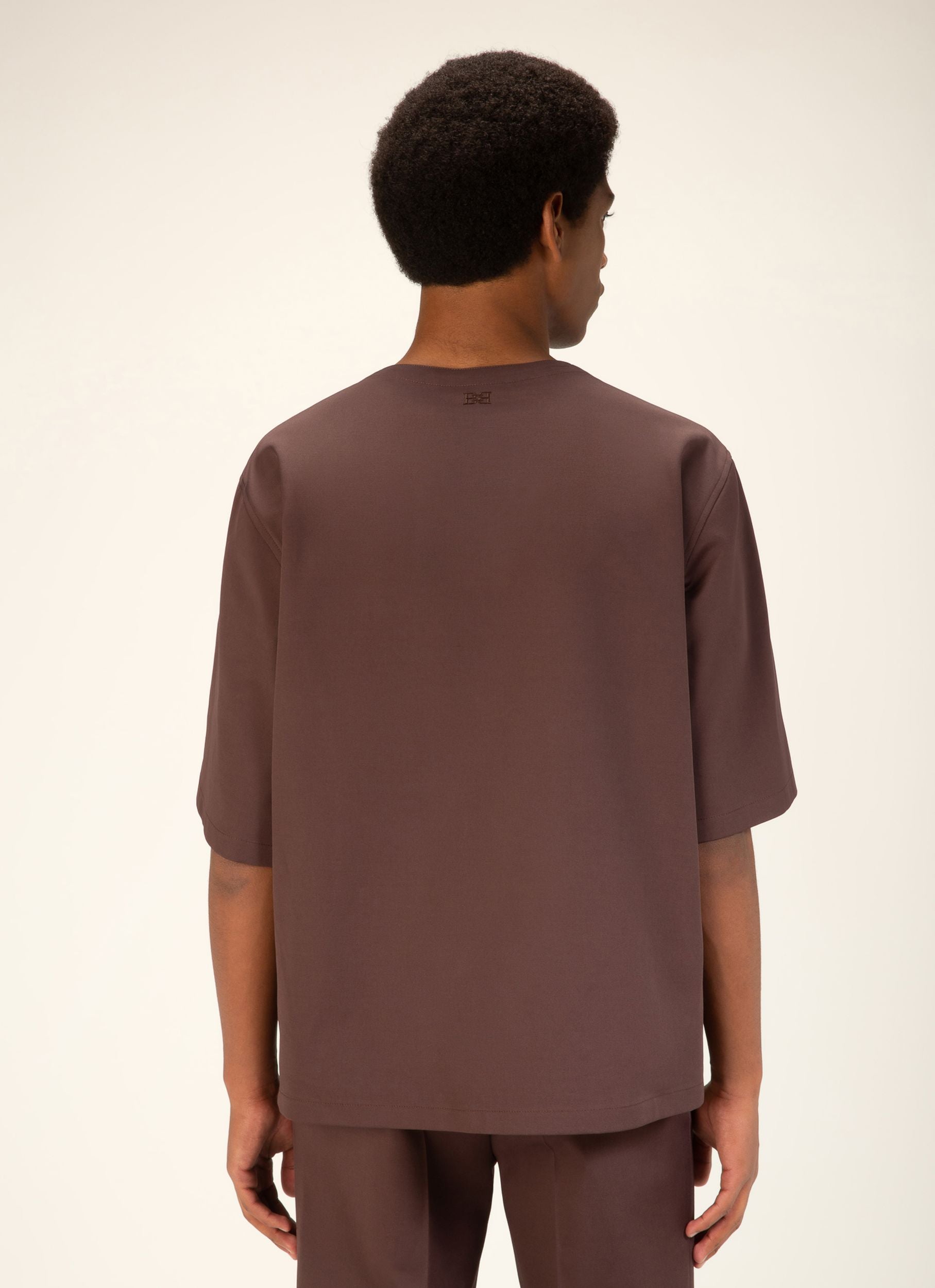 Poloshirt Ohne Kragen Oberteil Aus Ebenholzbraunem Baumwollmischgewebe - Herren - Bally - 04