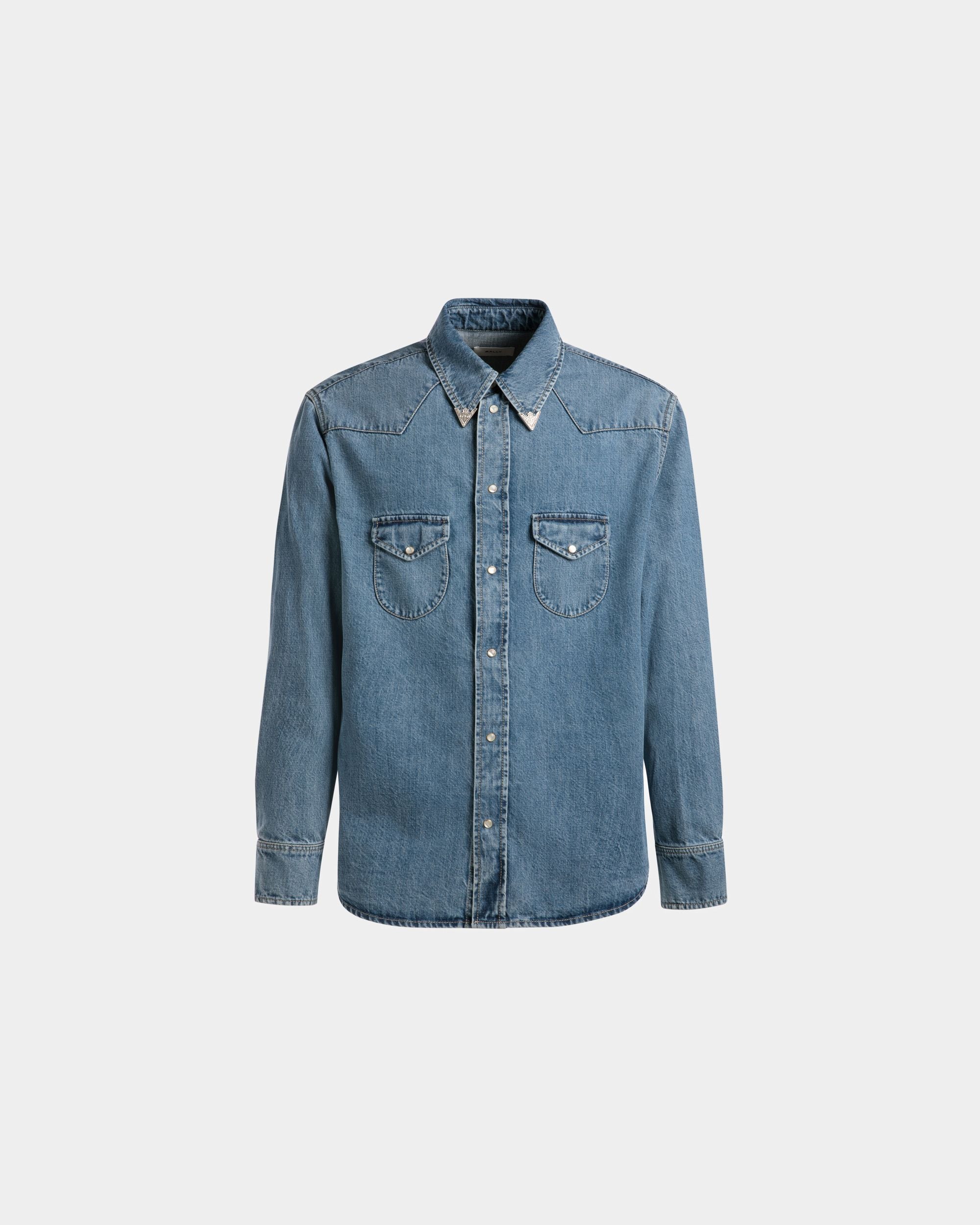 Chemise Western En Denim Bleu Clair - Homme - Bally - 01
