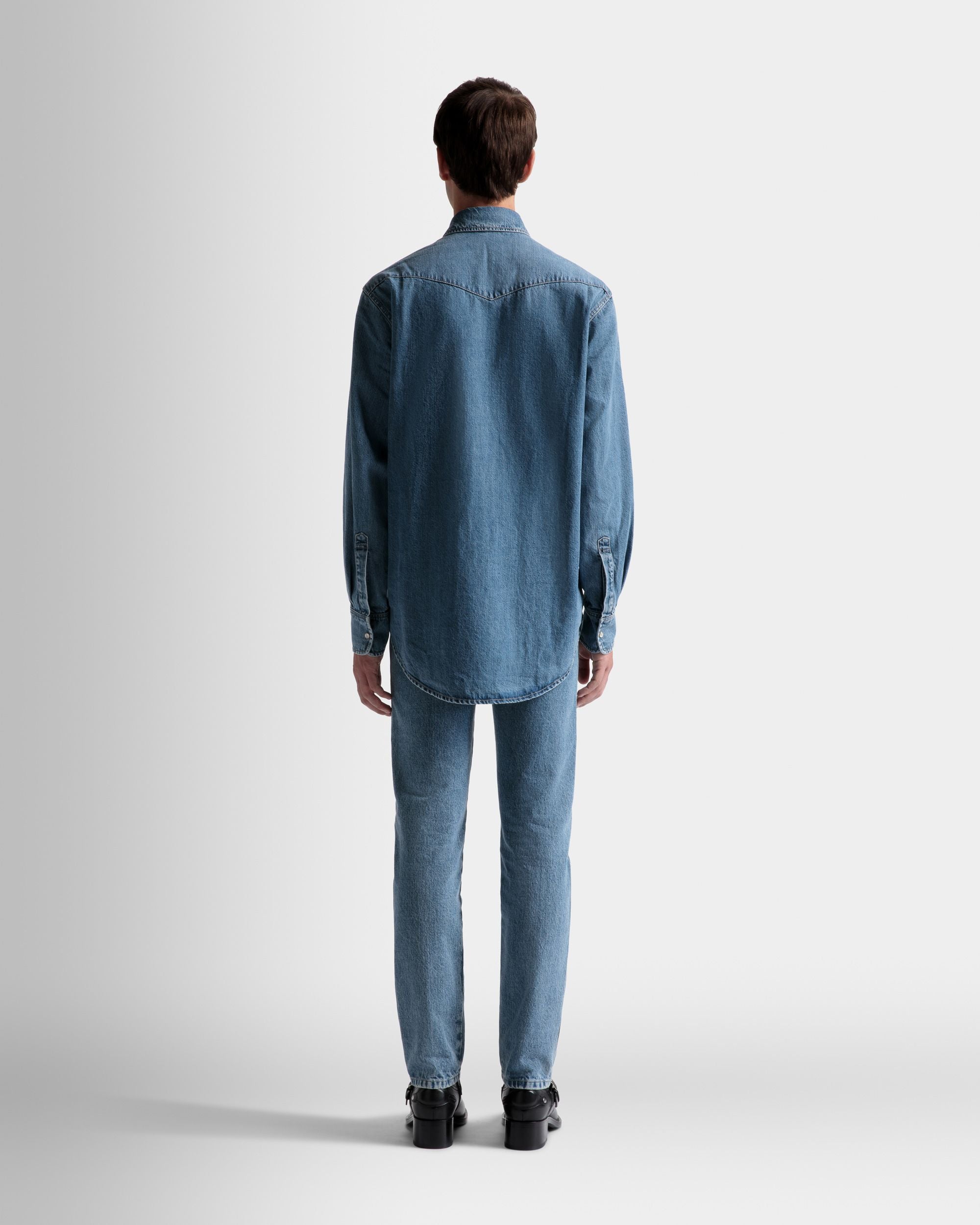 Chemise Western En Denim Bleu Clair - Homme - Bally - 06