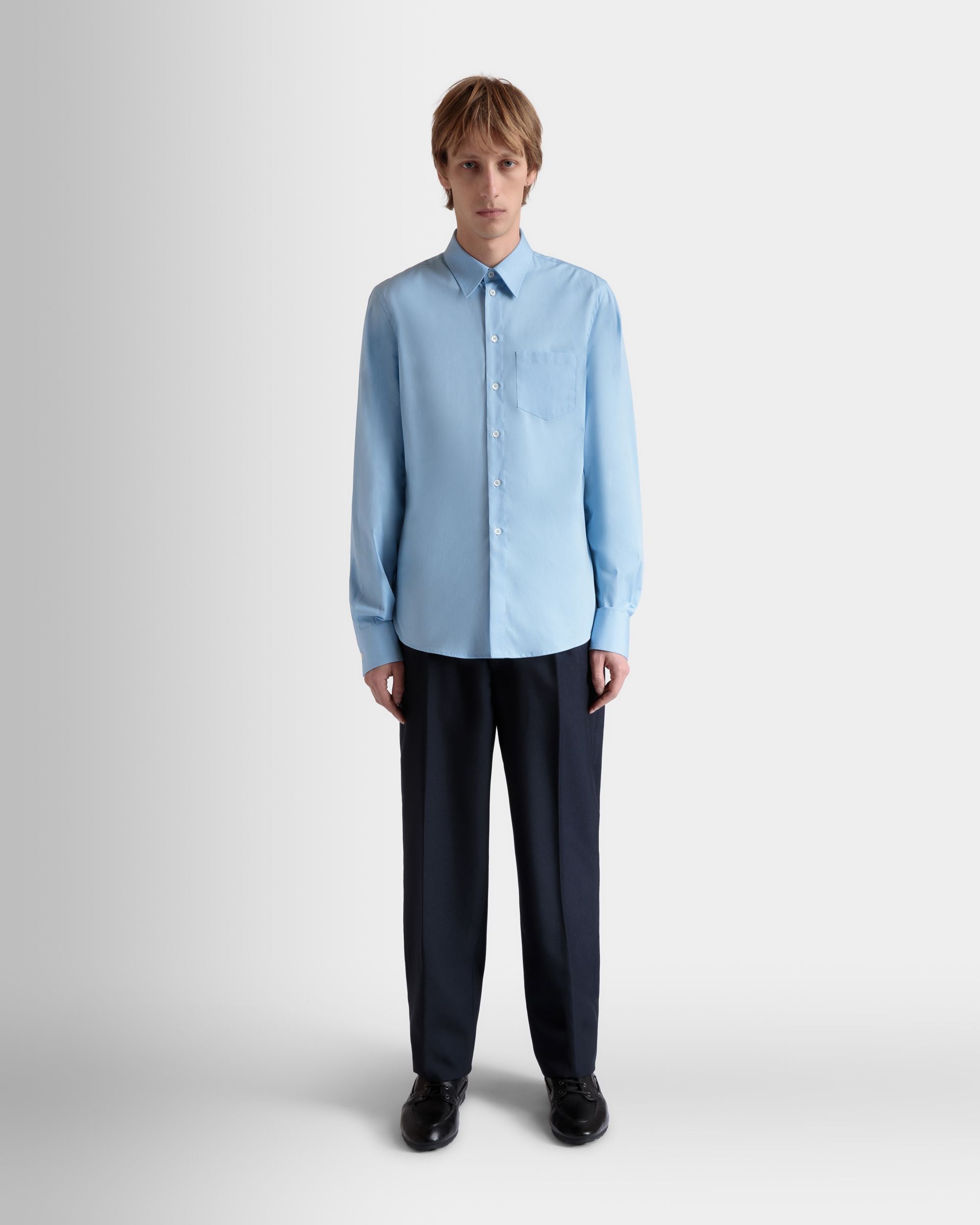 Long Sleeve Shirt In Light Blue Cotton - Men's - Bally - 02
