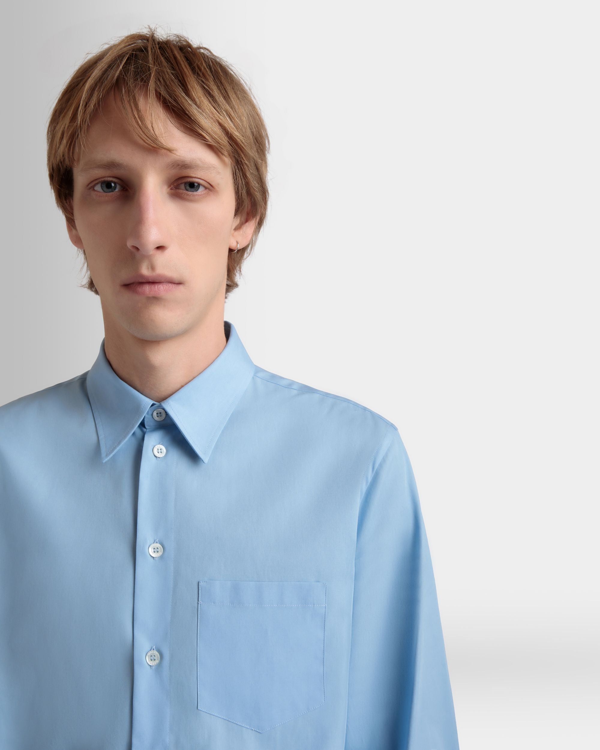 Long Sleeve Shirt In Light Blue Cotton - Men's - Bally - 03