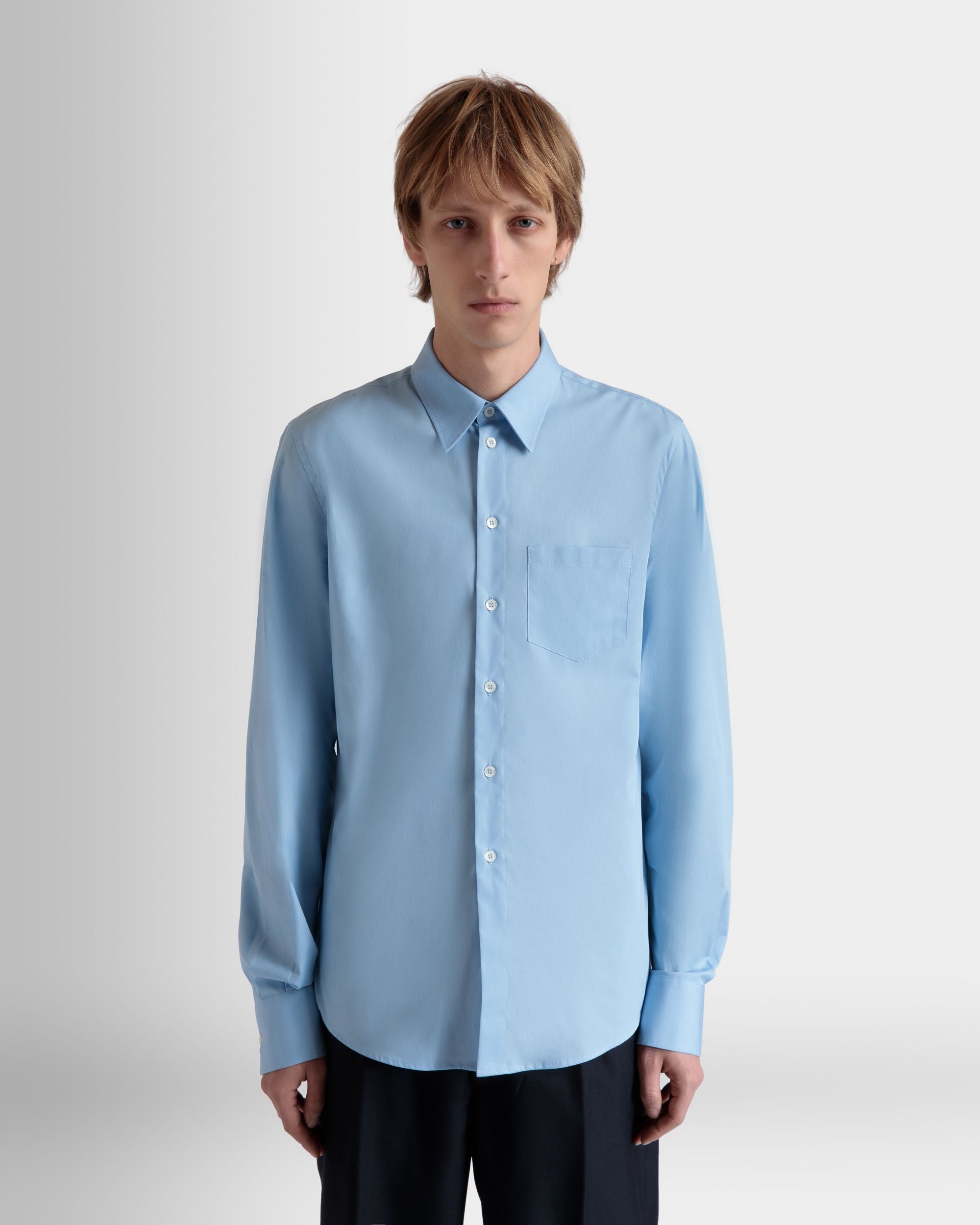 Long Sleeve Shirt In Light Blue Cotton - Men's - Bally - 08