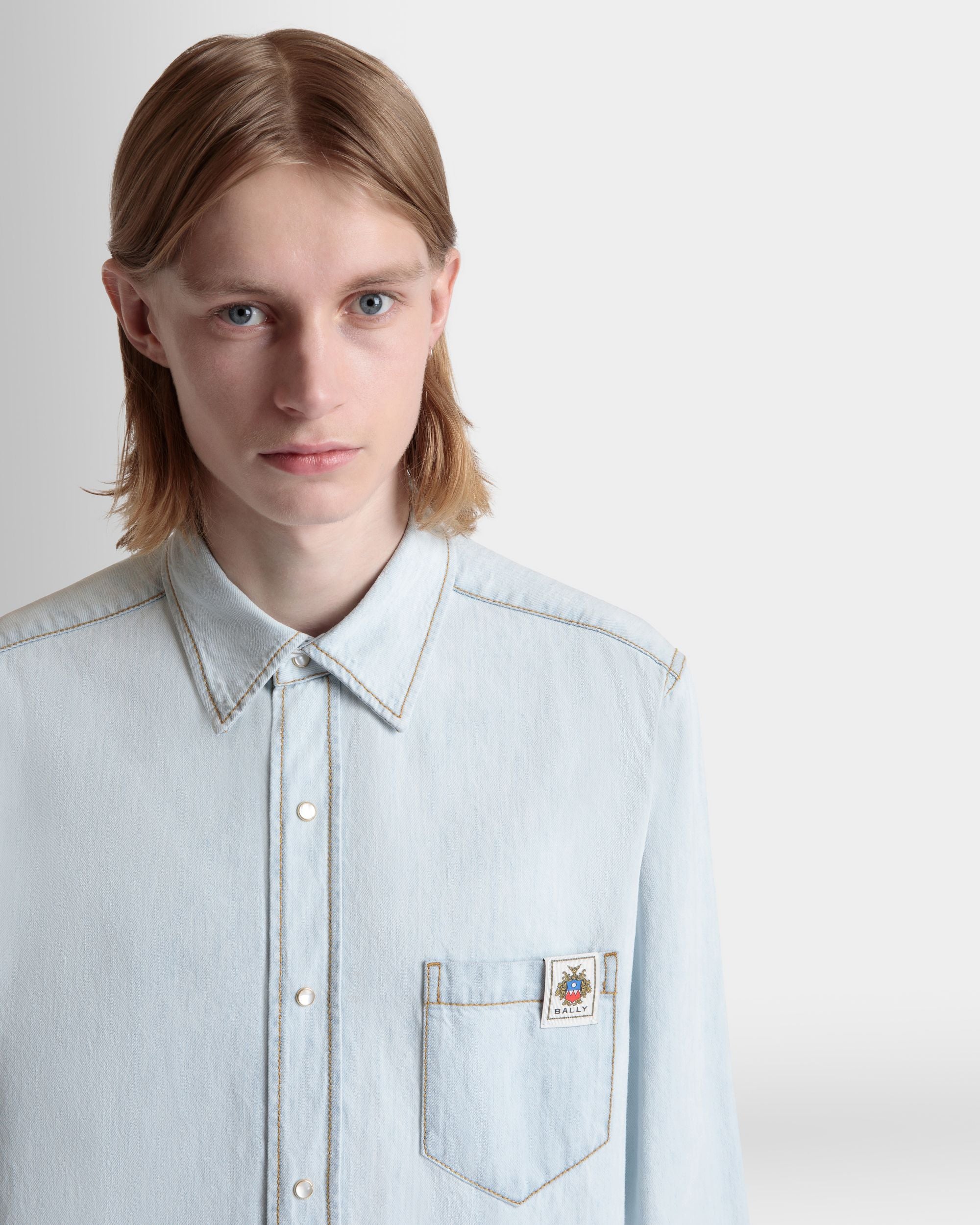 Camicia A Maniche Lunghe In Cotone Light Blue - Uomo - Bally - 03