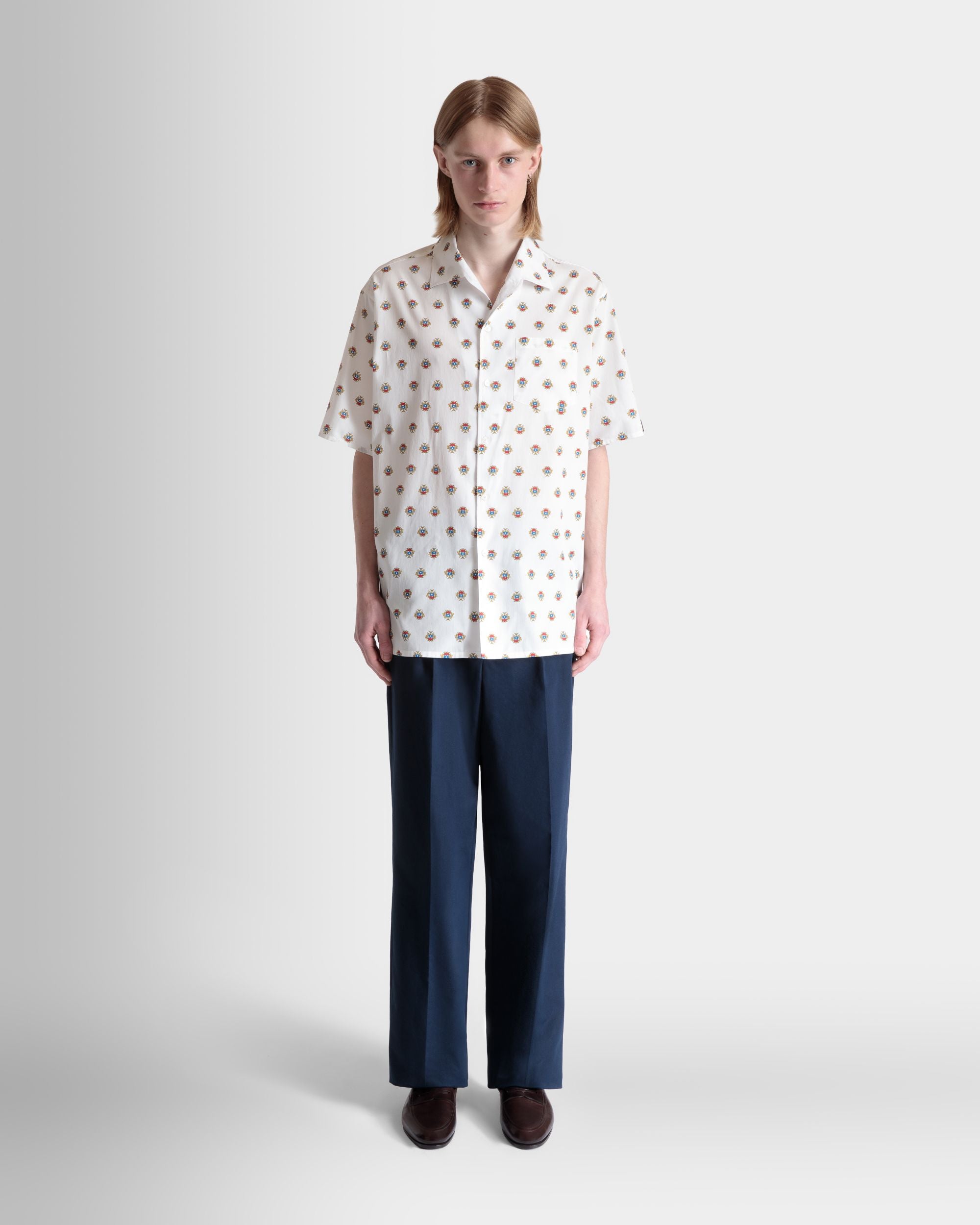 Bowlinghemd Aus Weißer Baumwolle Mit Durchgehendem Bally-Crest-Print - Uomo - Bally - 02