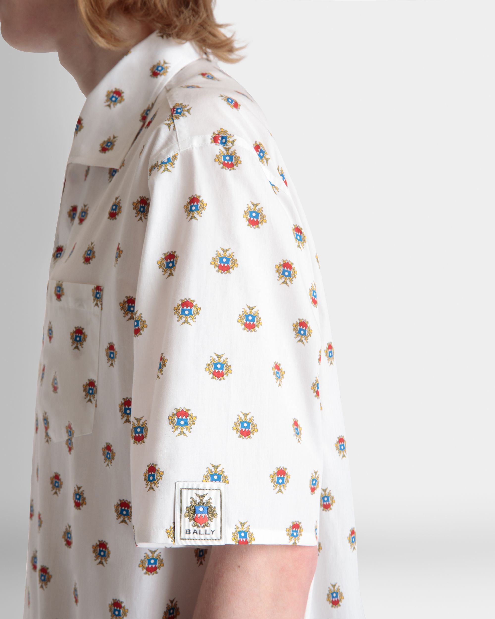 Bowlinghemd Aus Weißer Baumwolle Mit Durchgehendem Bally-Crest-Print - Herren - Bally - 03