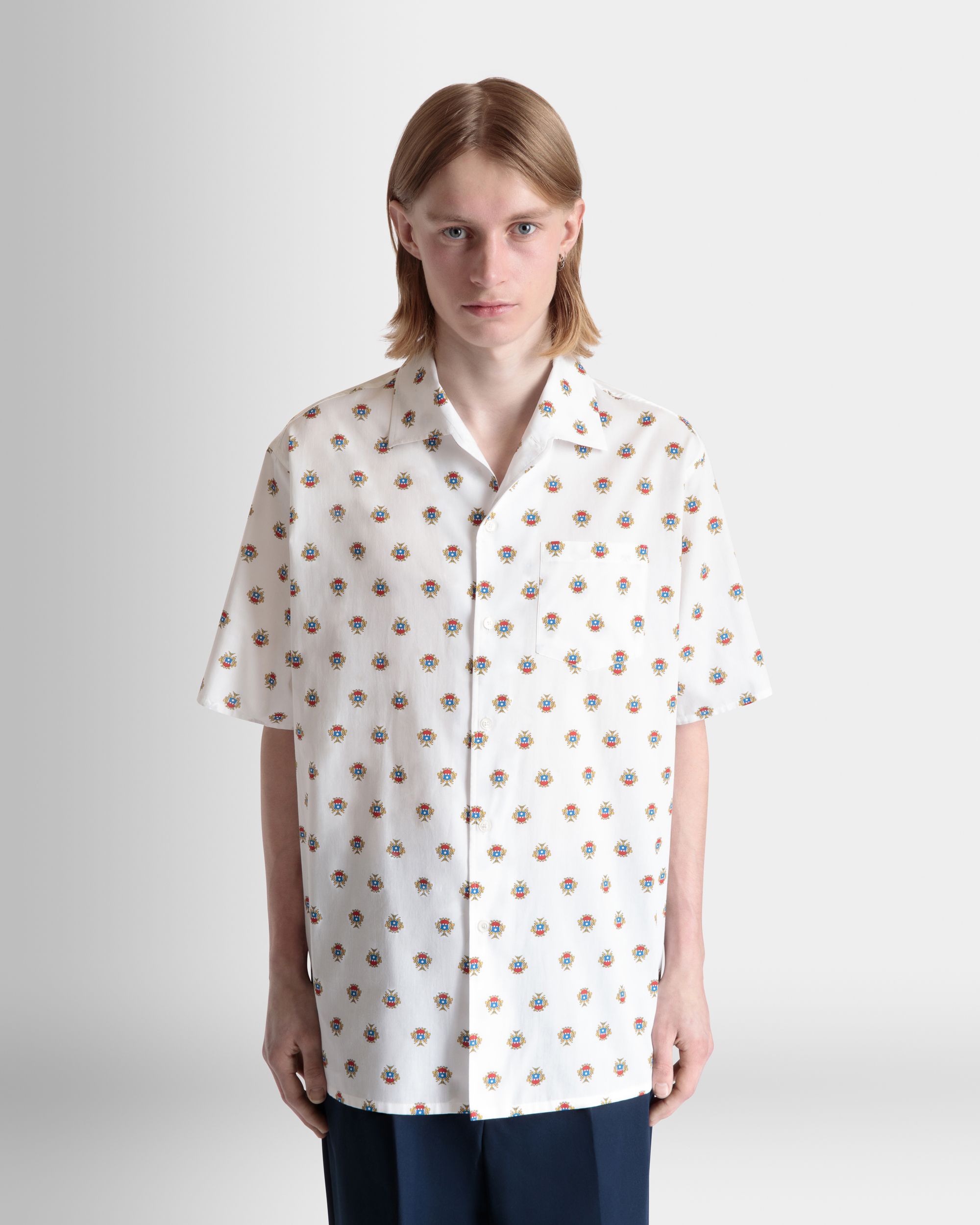 Bowlinghemd Aus Weißer Baumwolle Mit Durchgehendem Bally-Crest-Print - Herren - Bally - 08