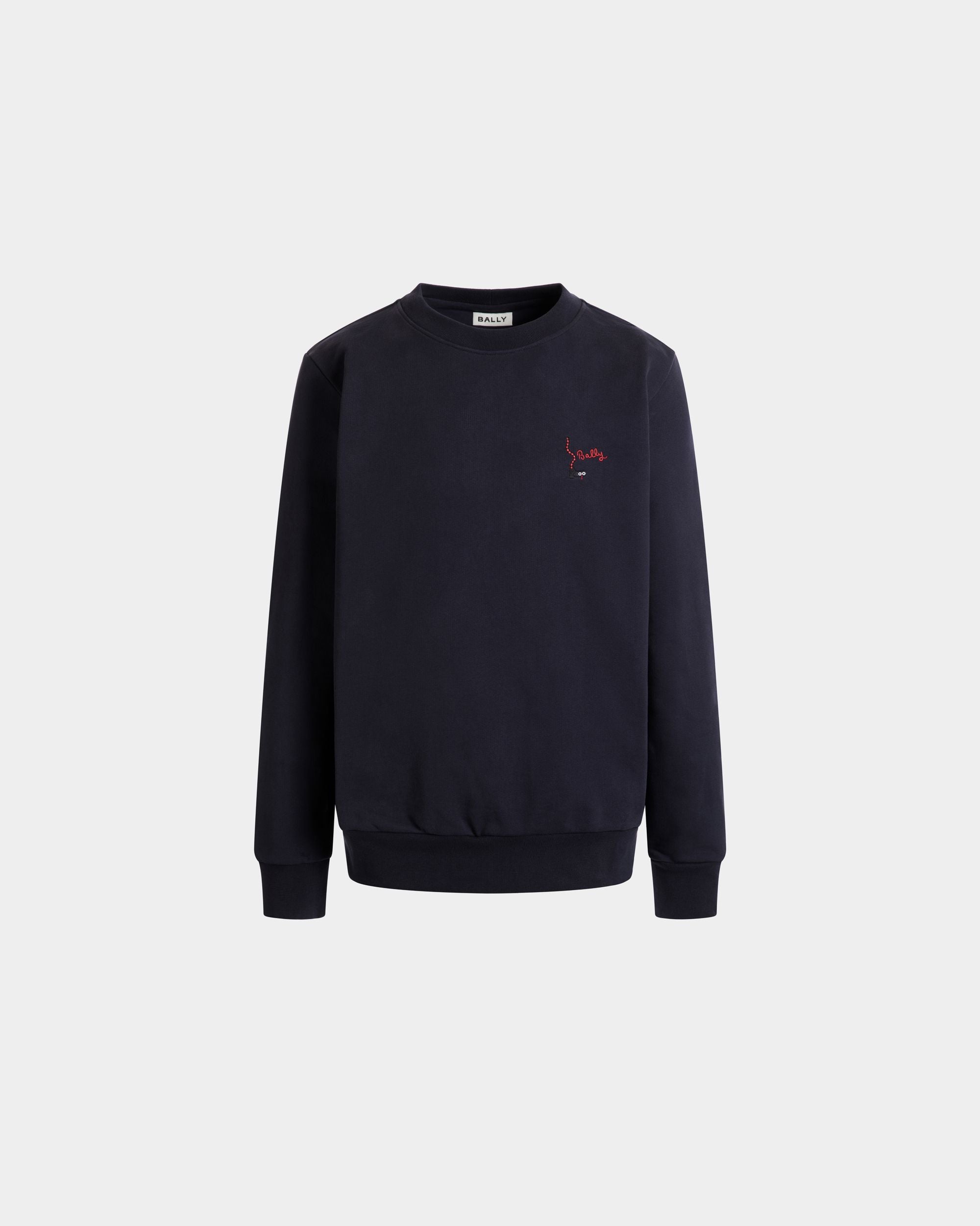 Crewneck Sweatshirt in Navy Blue Cotton - Men's - Bally - 01