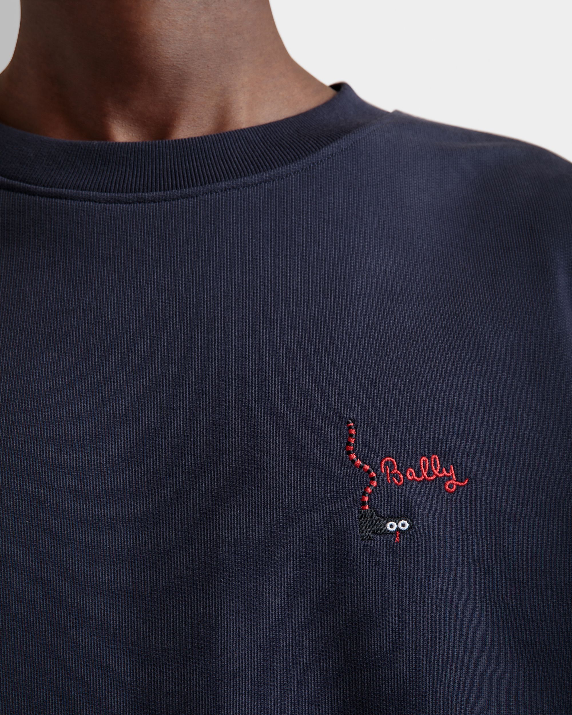 Crewneck Sweatshirt in Navy Blue Cotton - Men's - Bally - 03