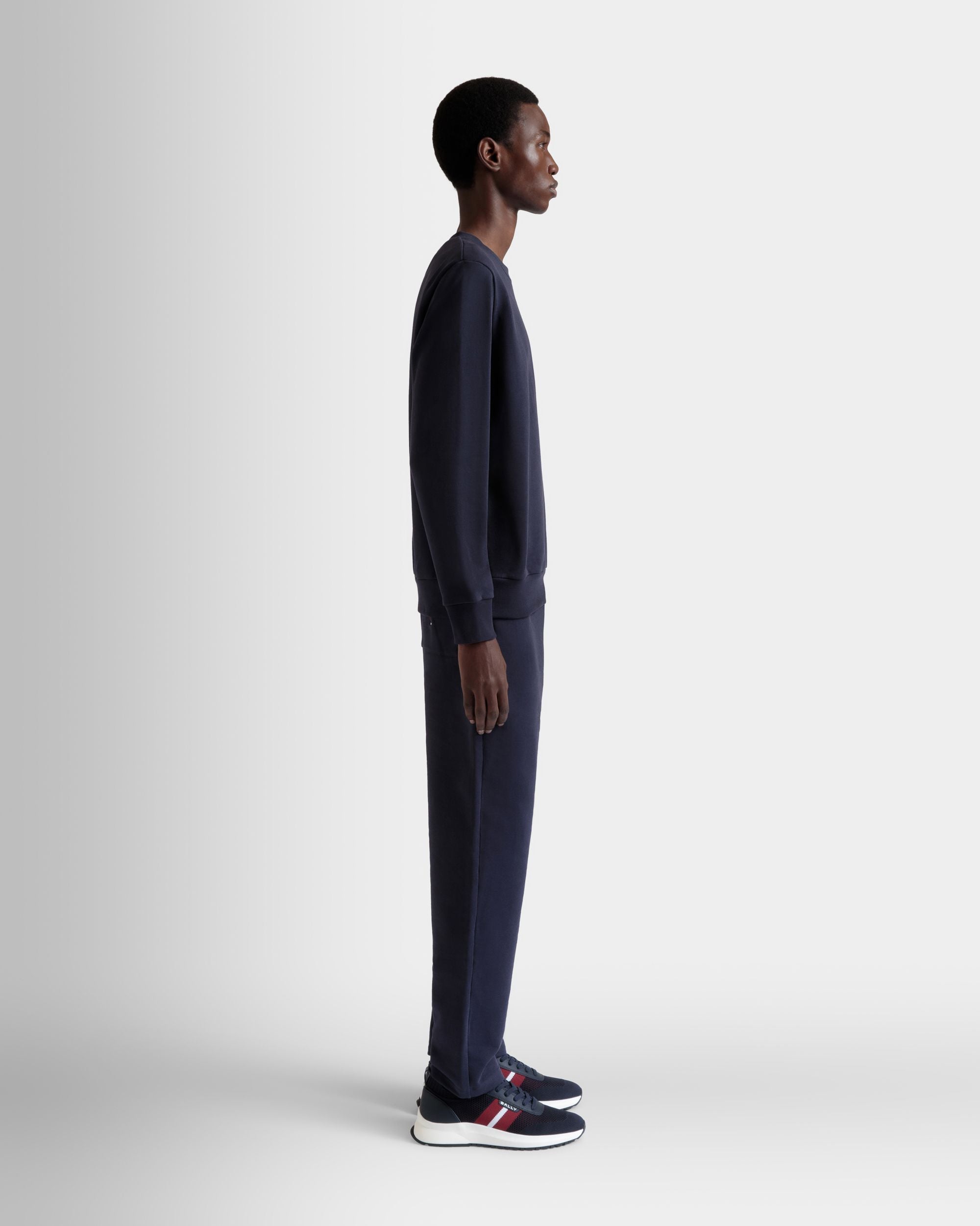 Crewneck Sweatshirt in Navy Blue Cotton - Men's - Bally - 05