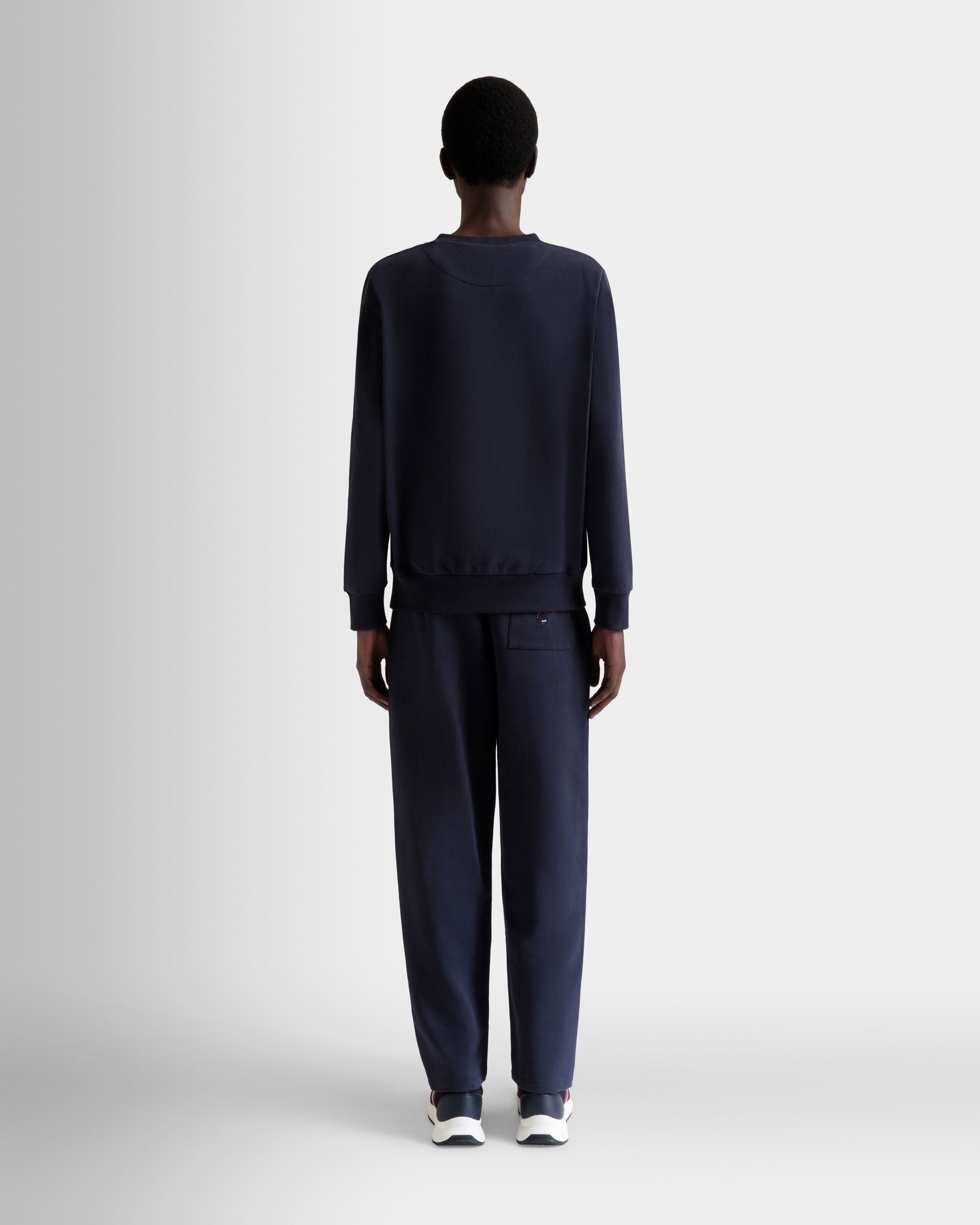 Crewneck Sweatshirt in Navy Blue Cotton - Men's - Bally - 06