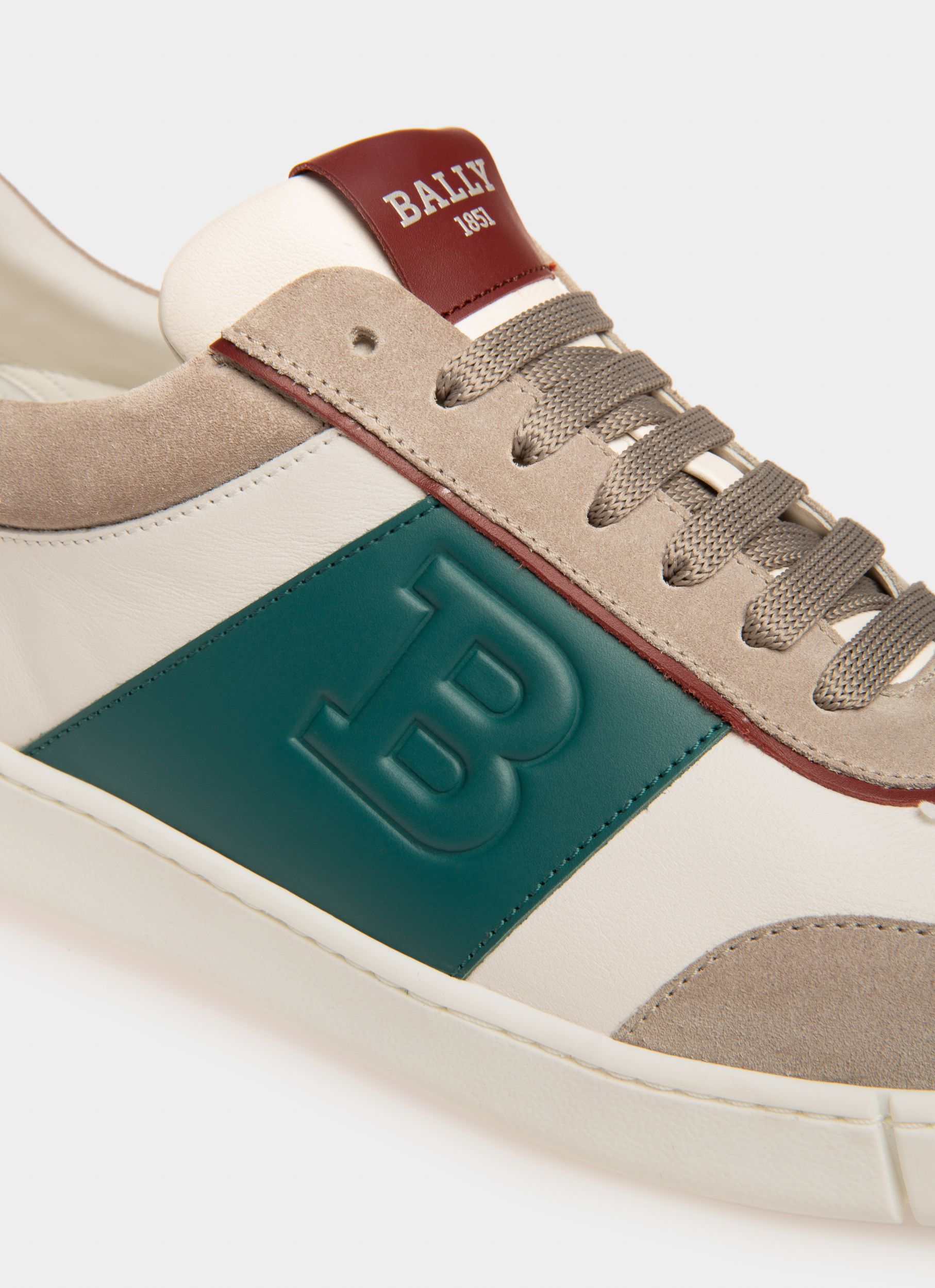 Wallys Sneaker En Cuir Et Daim Gris Et Blanc - Homme - Bally - 06