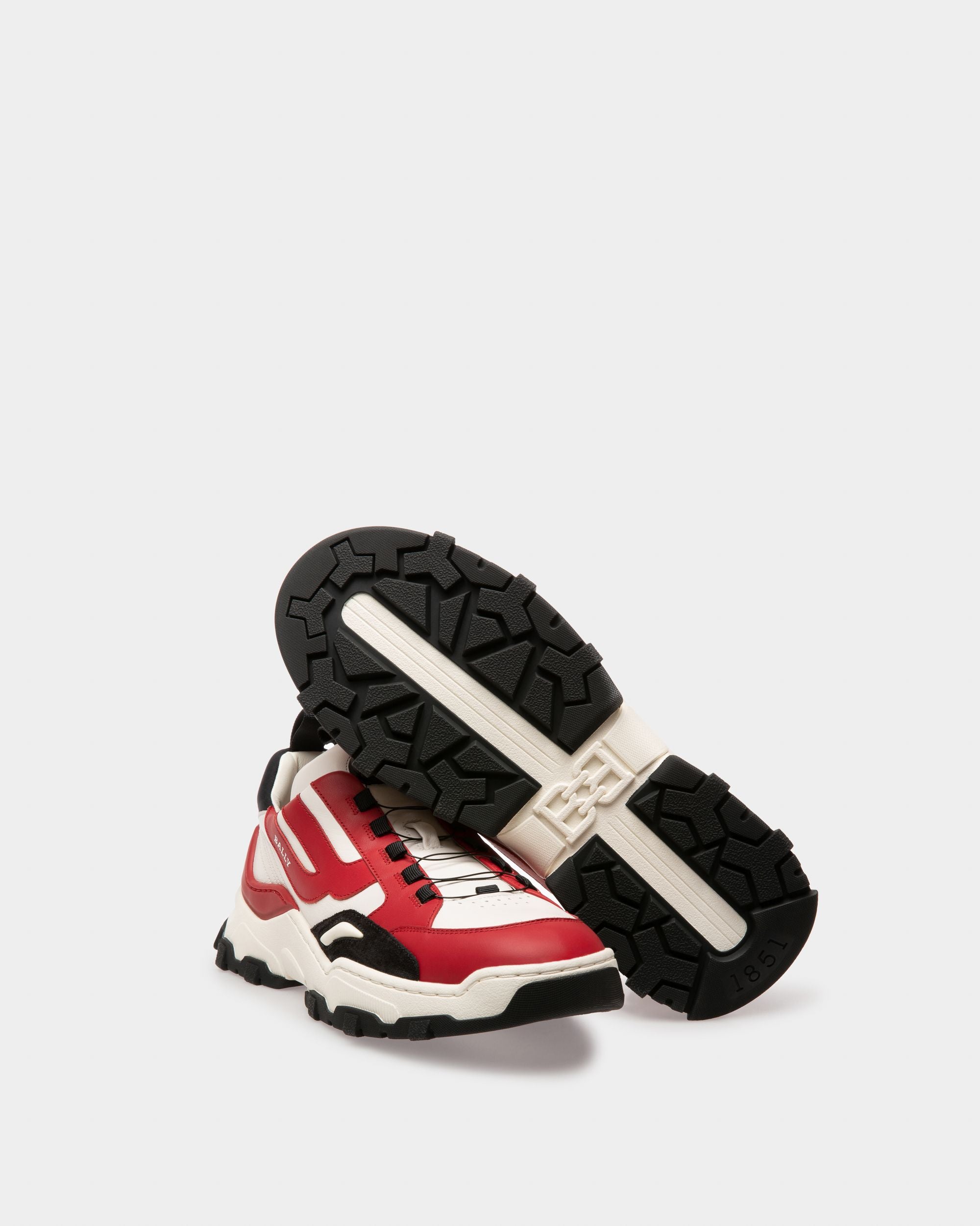 Harrys Sneakers In Pelle Rossa, Bianca E Nera - Uomo - Bally - 05