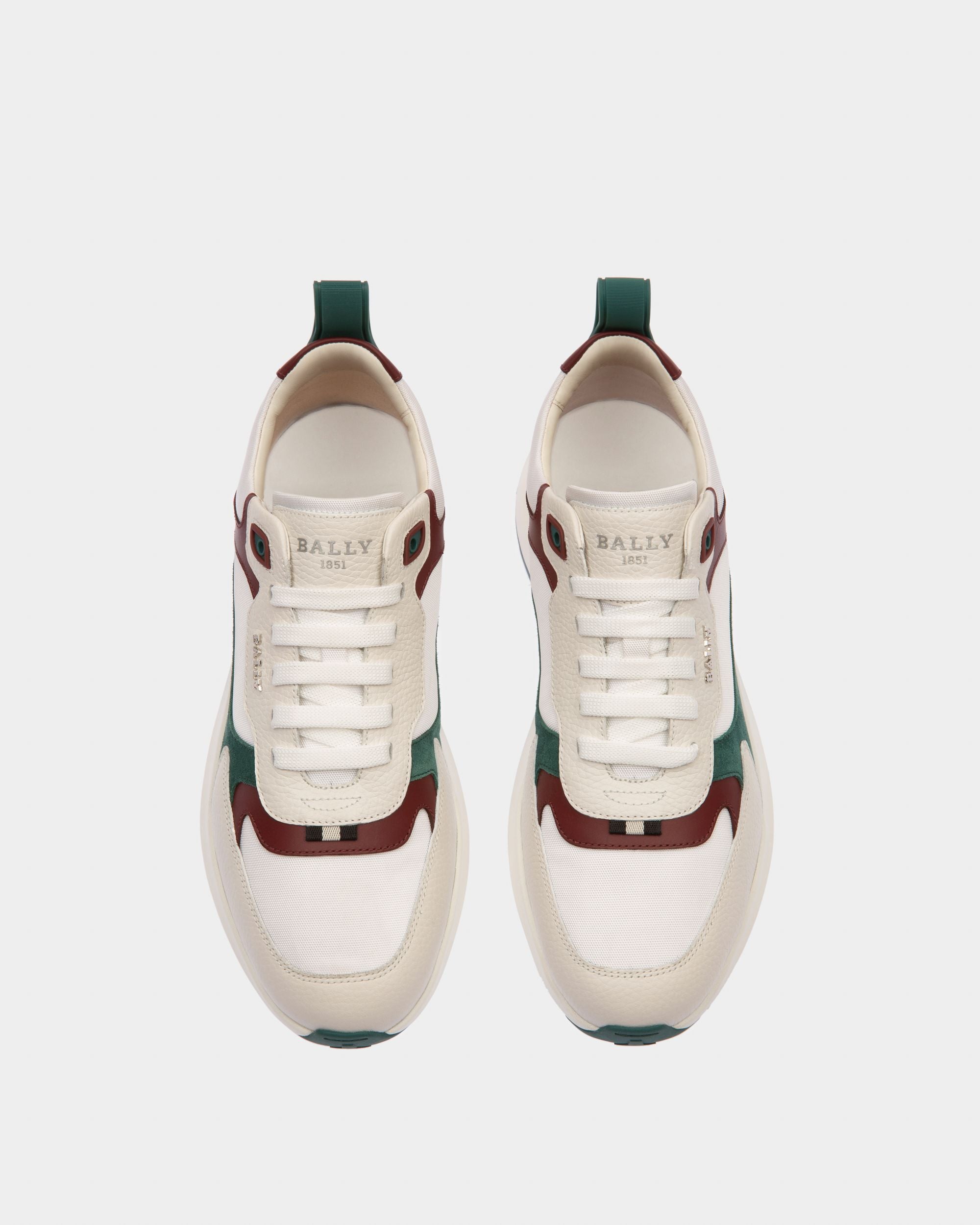 Dave Sneakers En Cuir Et Tissu Blanc Et Rouge Héritage - Homme - Bally - 03