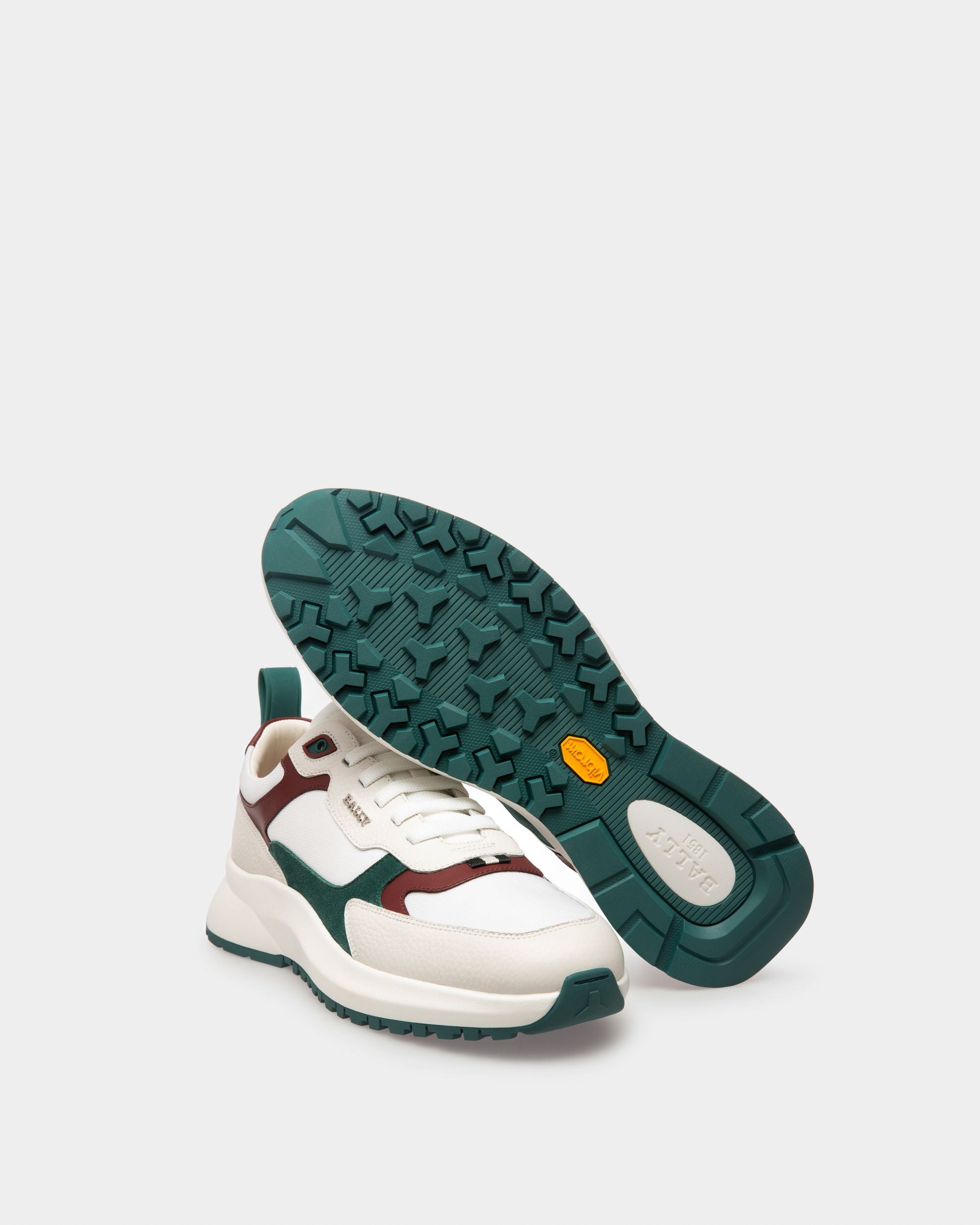 Dave Sneakers En Cuir Et Tissu Blanc Et Rouge Héritage - Homme - Bally - 05