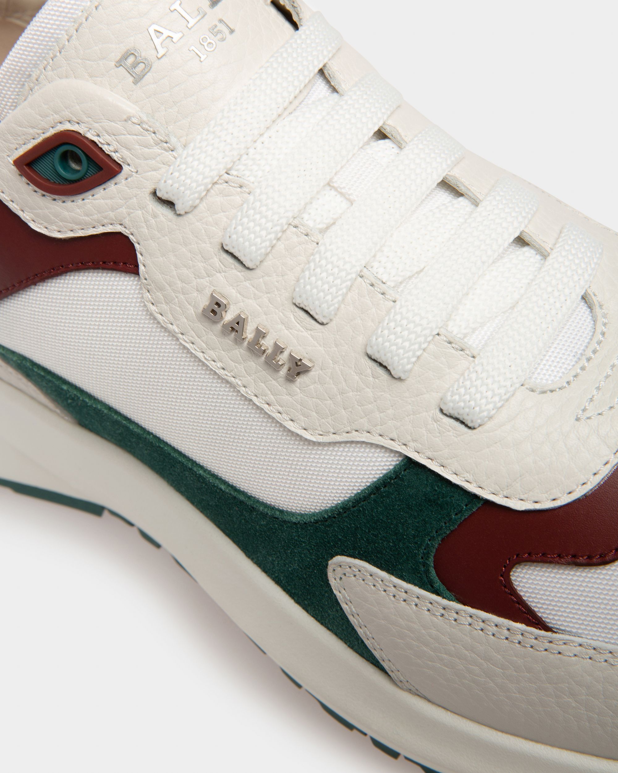 Dave Sneakers En Cuir Et Tissu Blanc Et Rouge Héritage - Homme - Bally - 06