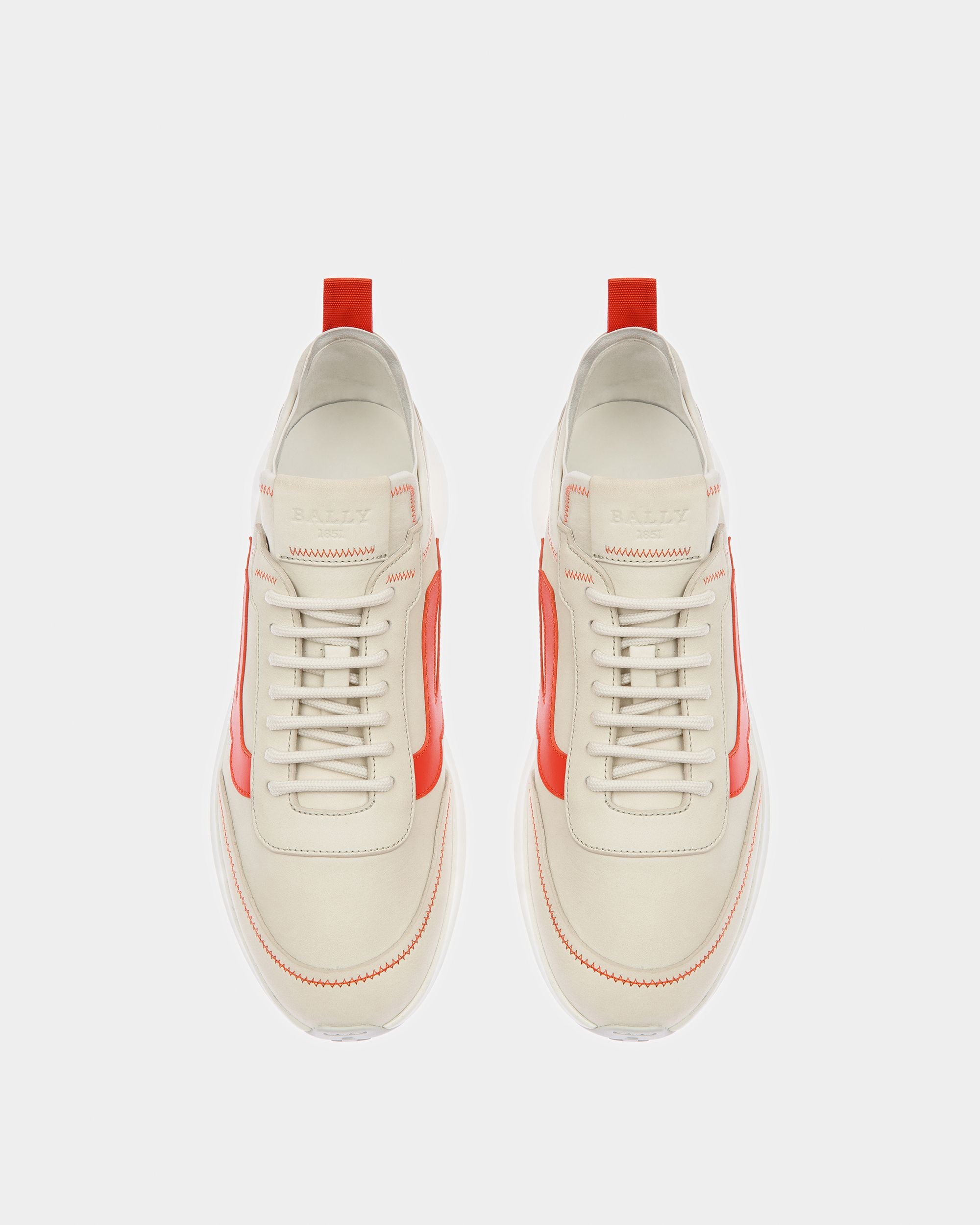 Darys Sneakers En Cuir Blanc Poussière Et Orange - Homme - Bally - 02