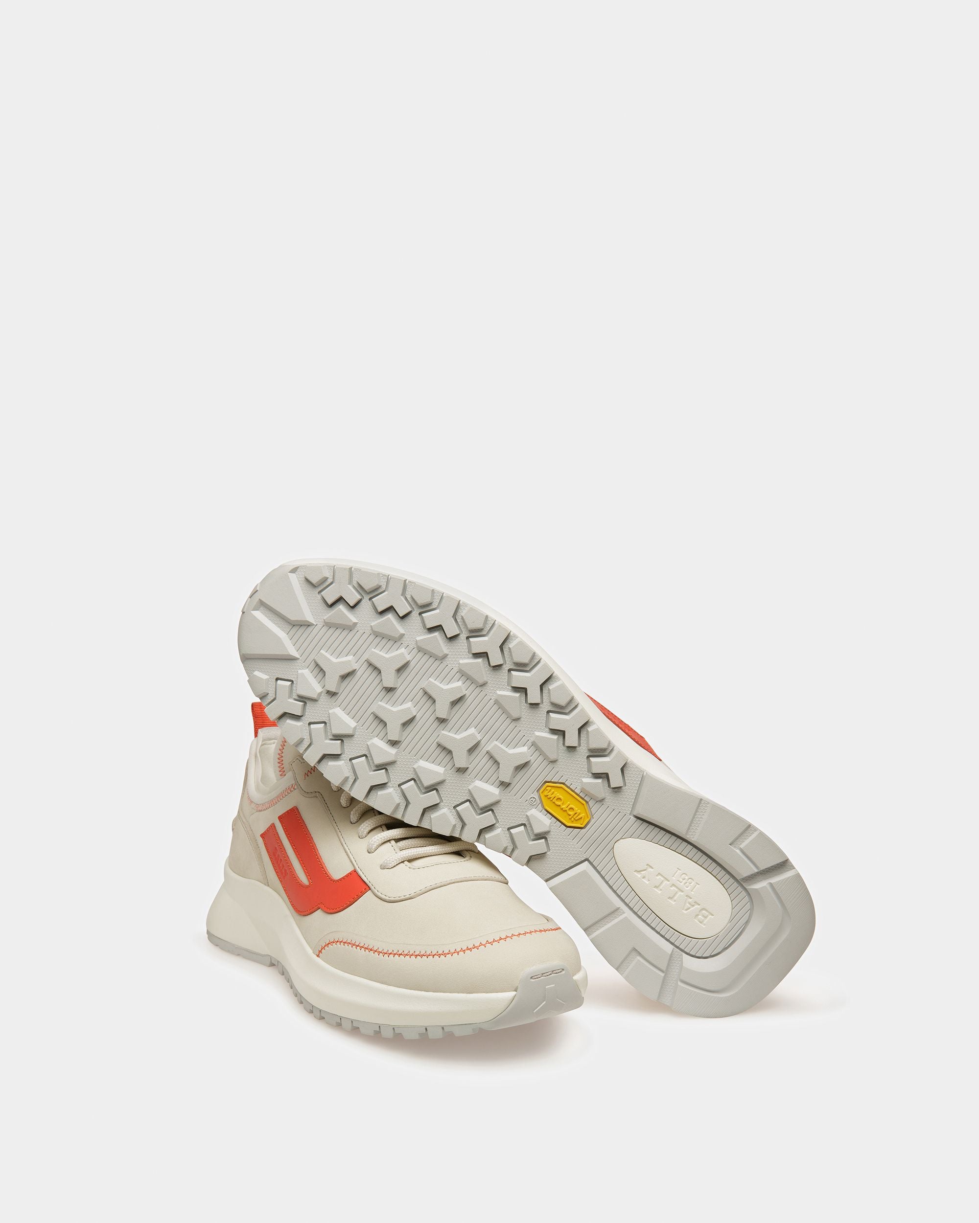 Darys Sneakers En Cuir Blanc Poussière Et Orange - Homme - Bally - 04