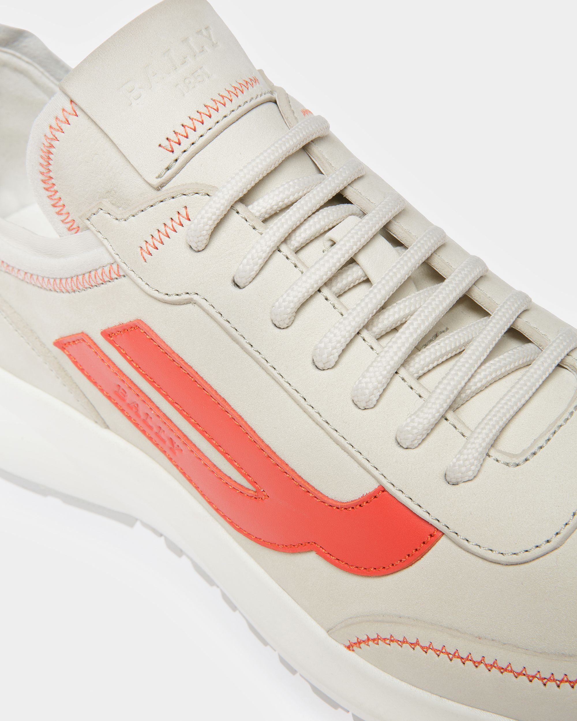 Darys Sneakers En Cuir Blanc Poussière Et Orange - Homme - Bally - 05