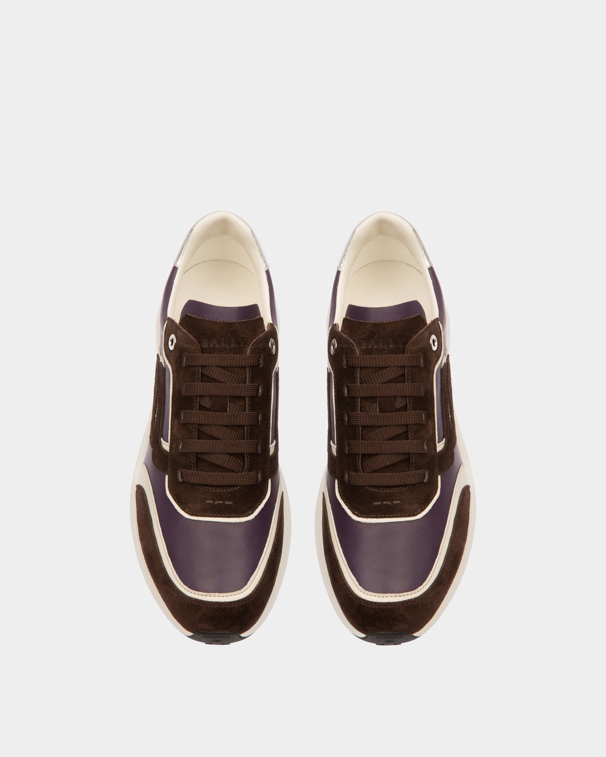 Outline Sneaker Aus Lila Leder Und Braunem Wildleder - Herren - Bally - 02