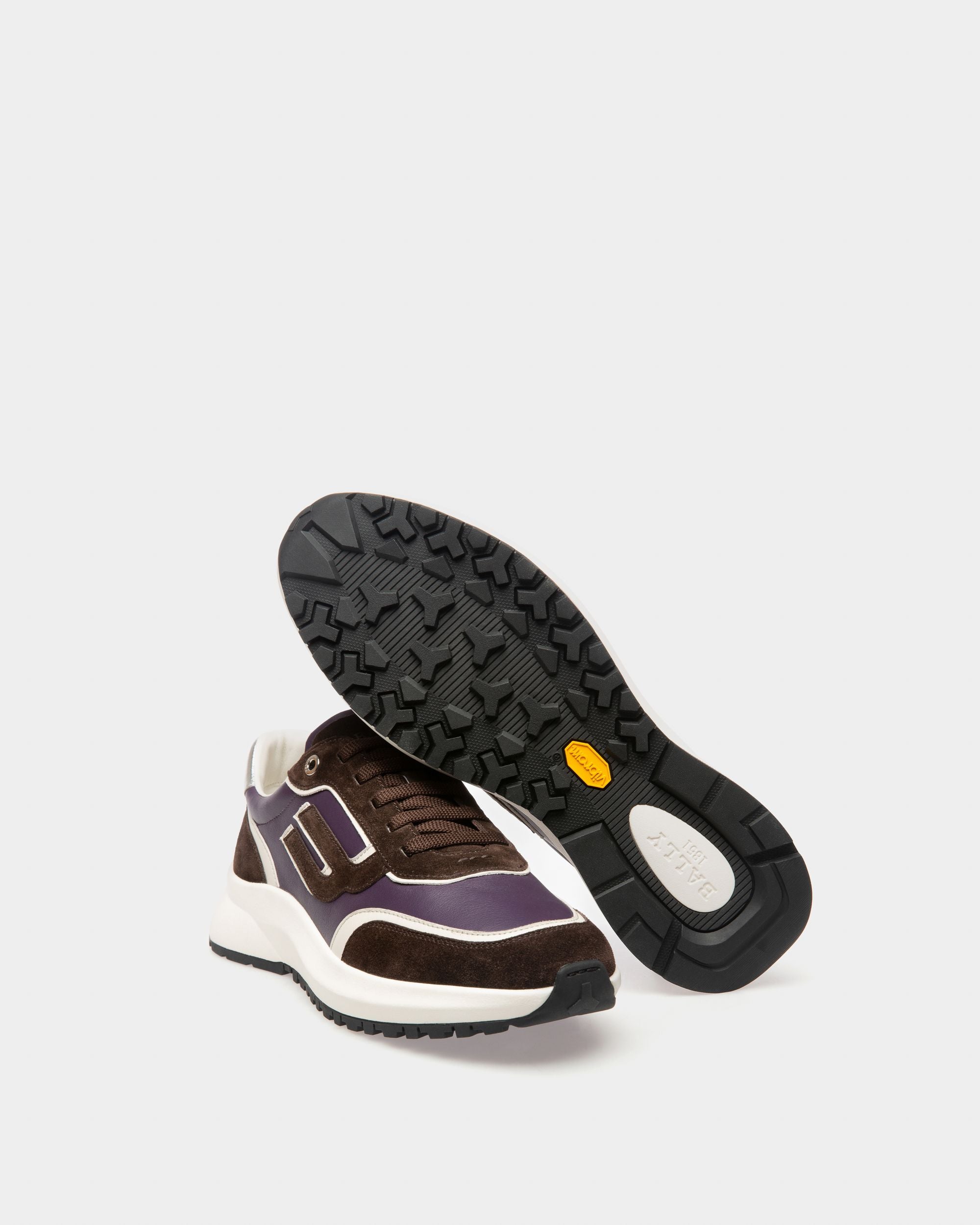 Outline Sneaker Aus Lila Leder Und Braunem Wildleder - Herren - Bally - 04