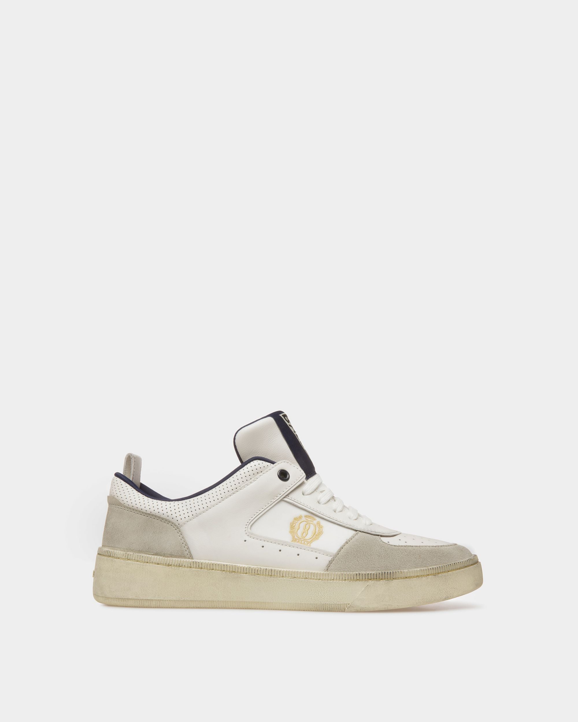 Sneakers Raise En cuir et tissu blanc poussière et bleu nuit - Homme - Bally - 01