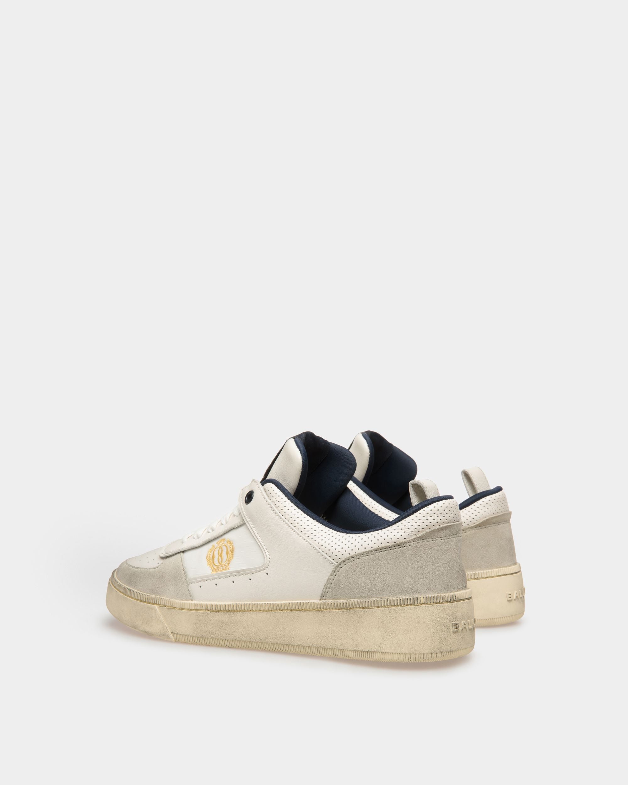 Sneakers Raise En cuir et tissu blanc poussière et bleu nuit - Homme - Bally - 03