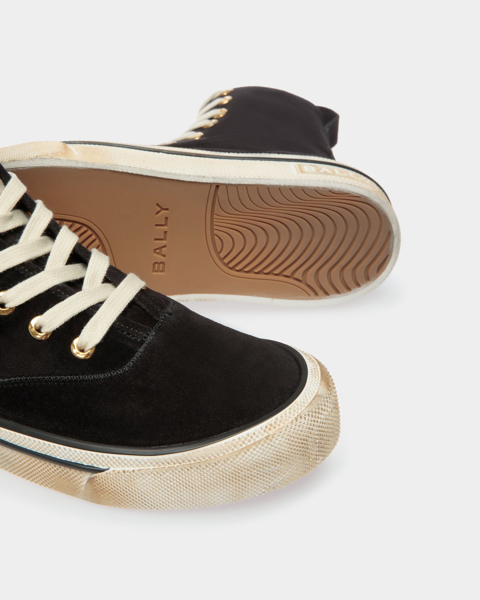 Men's Santa Ana High Top Sneakers In Black Suede | Bally | Still Life Below
