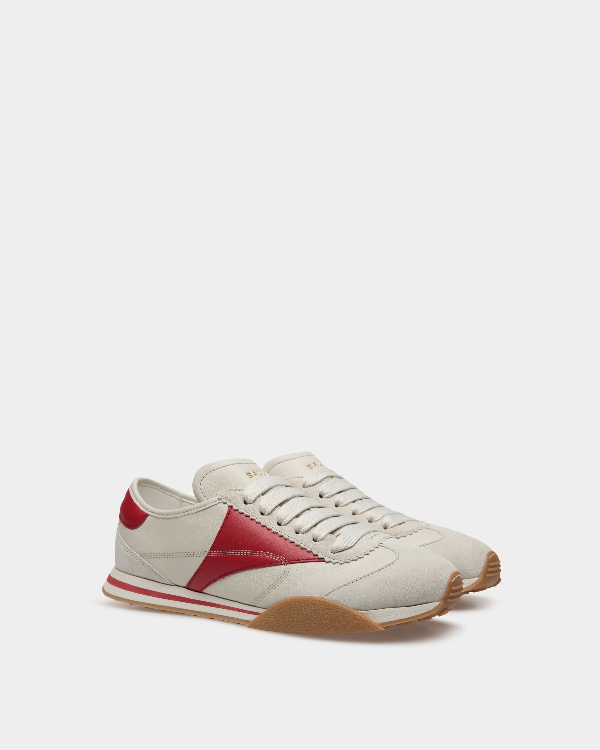 Sussex Sneaker Aus Leder In Staubweiß Und Tiefrubinrot - Herren - Bally - 02