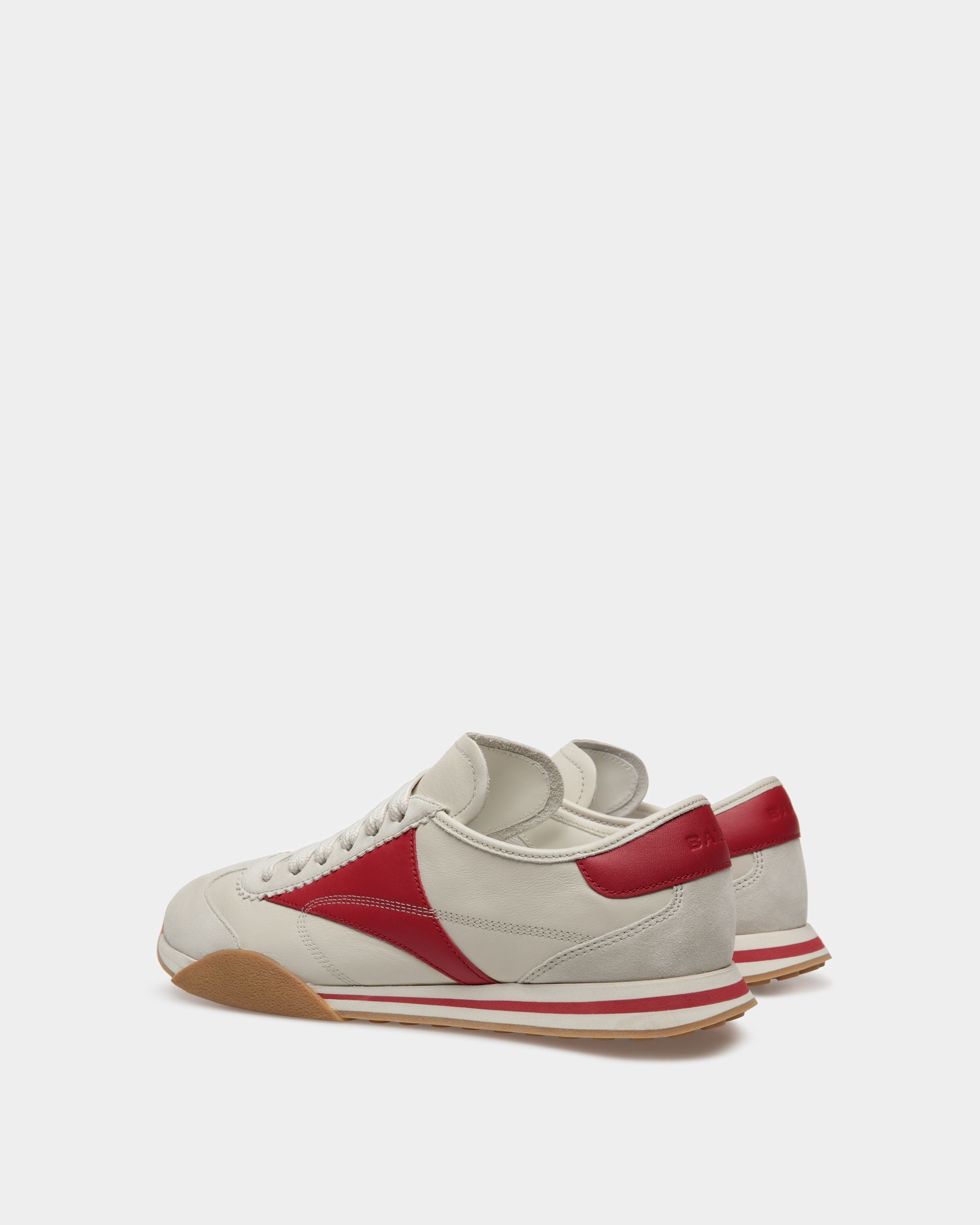 Sussex Sneaker Aus Leder In Staubweiß Und Tiefrubinrot - Herren - Bally - 03