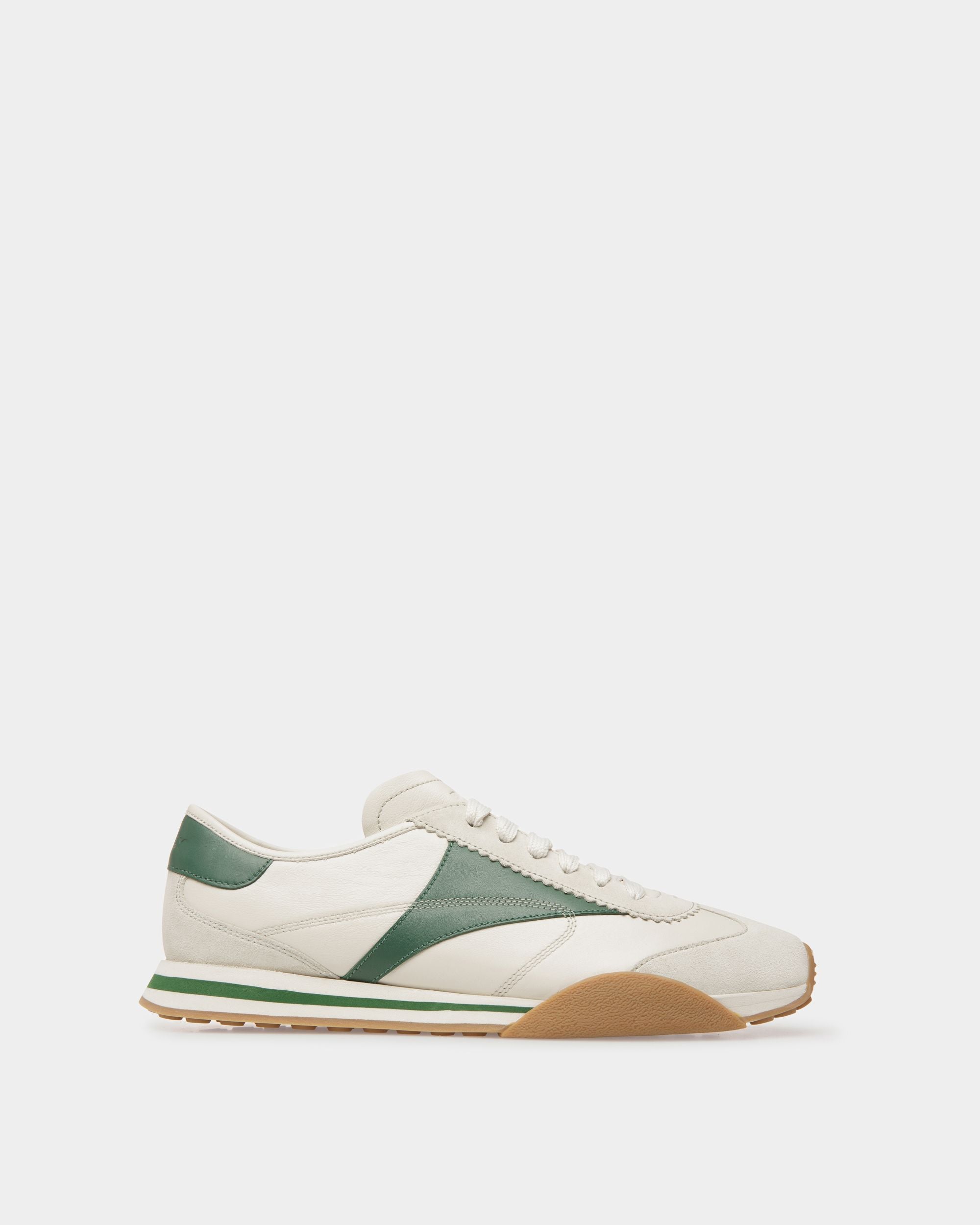 Sneakers Sussex En Cuir Blanc Poussière Et Kelly Green - Homme - Bally - 01