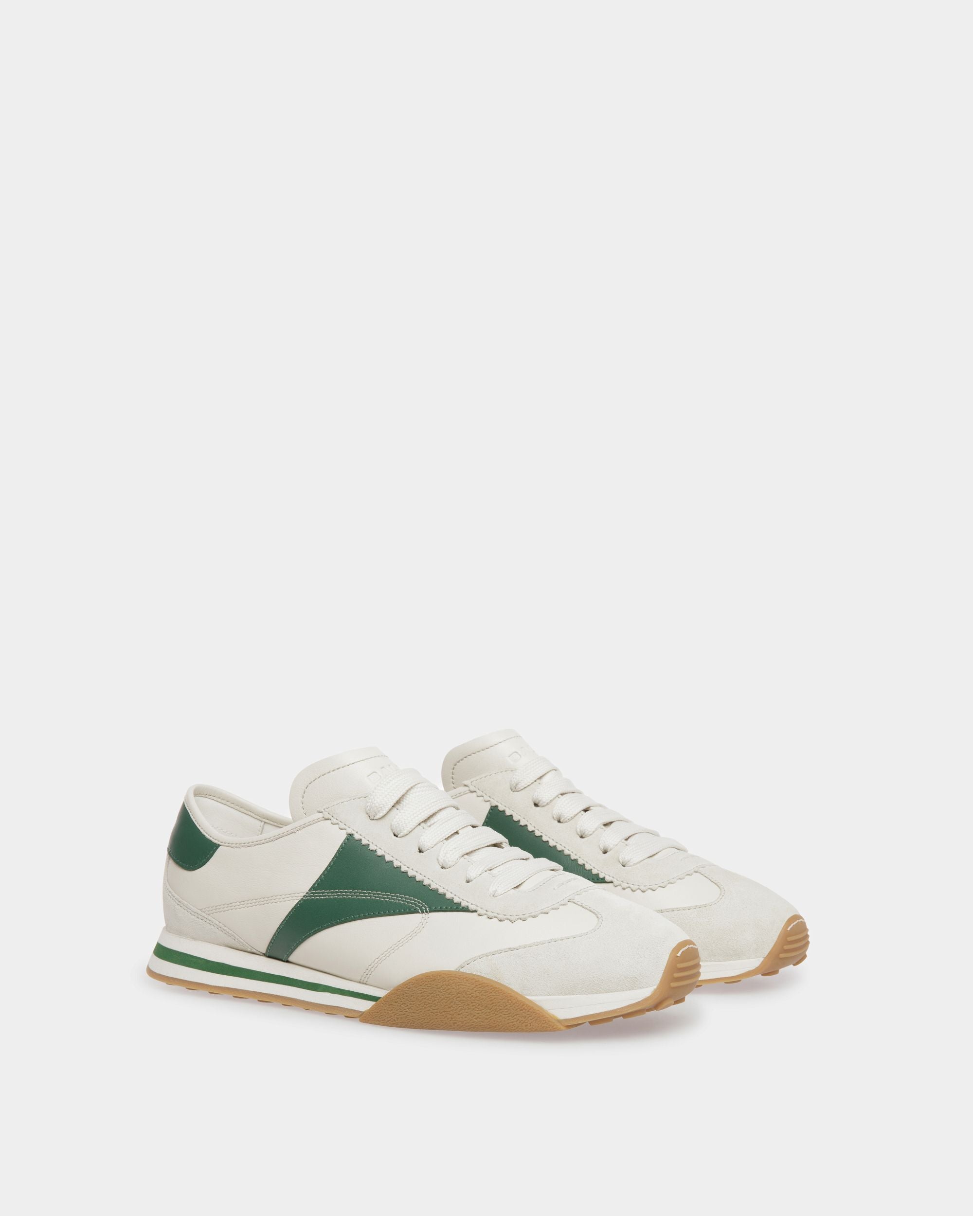 Sneakers Sussex En Cuir Blanc Poussière Et Kelly Green - Homme - Bally - 03