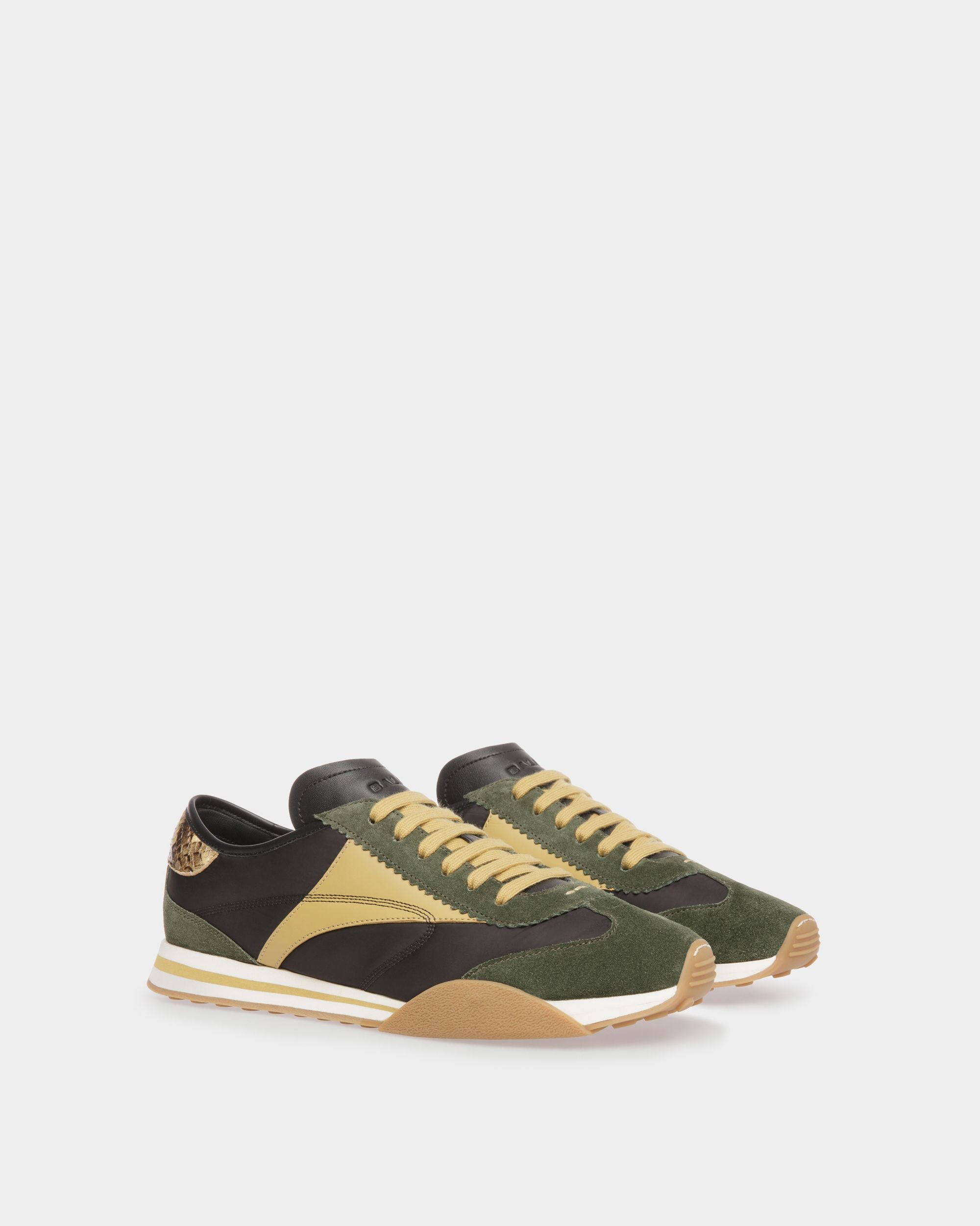 Sneakers Sussex En cuir et tissu vert et noir - Homme - Bally - 03